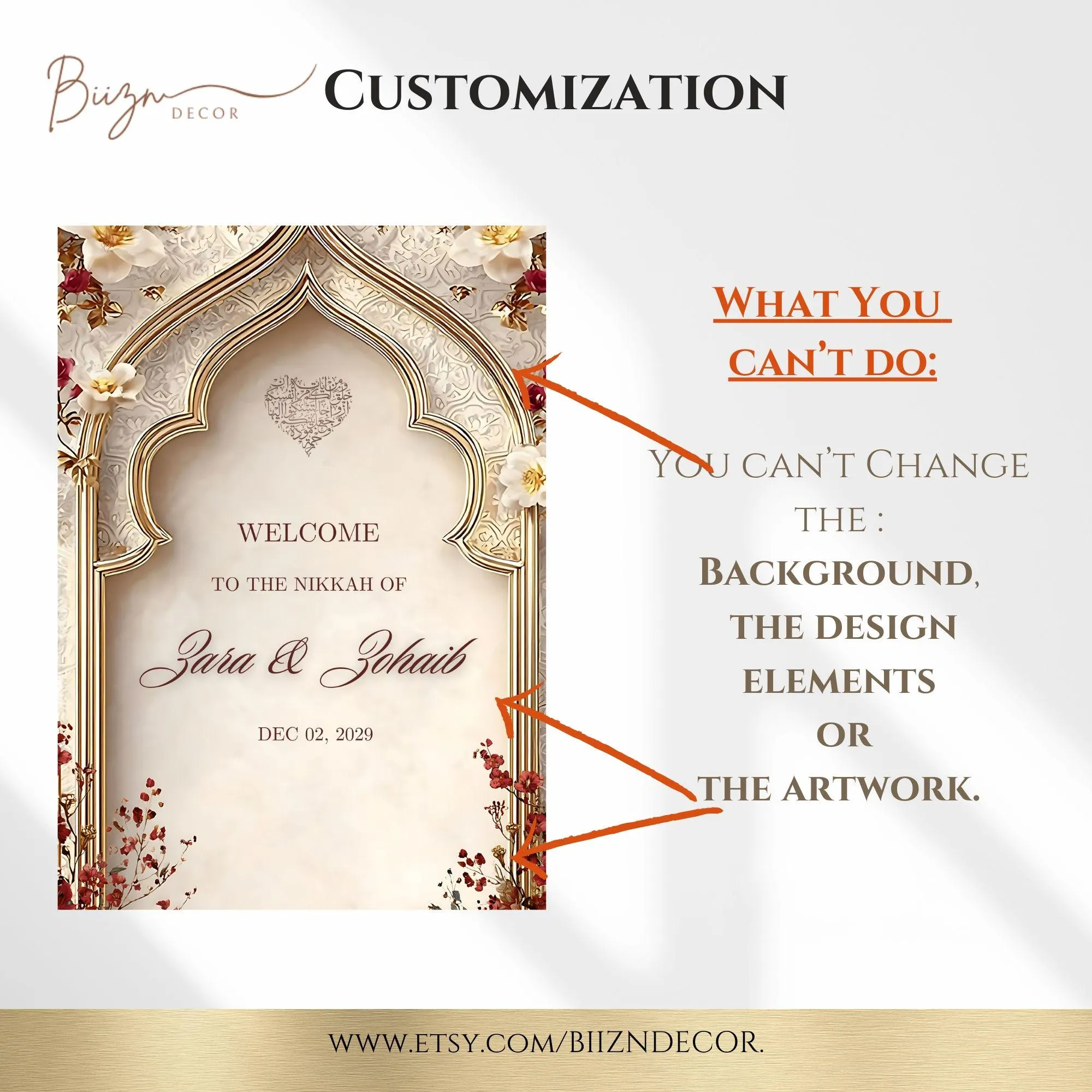 DIY Red and beige Custom Nikkah Welcome Sign: Instant download - image 5