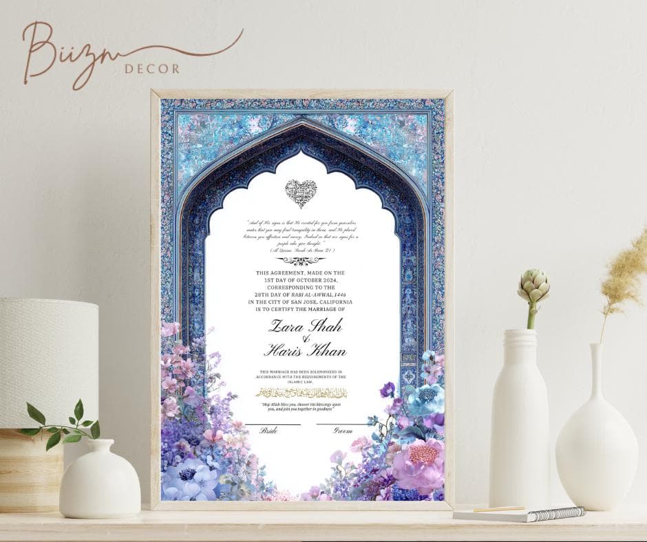 Nikkah Certificate, Nikah Nama Template, Islamic Marriage Contract A4 A3 - image 3