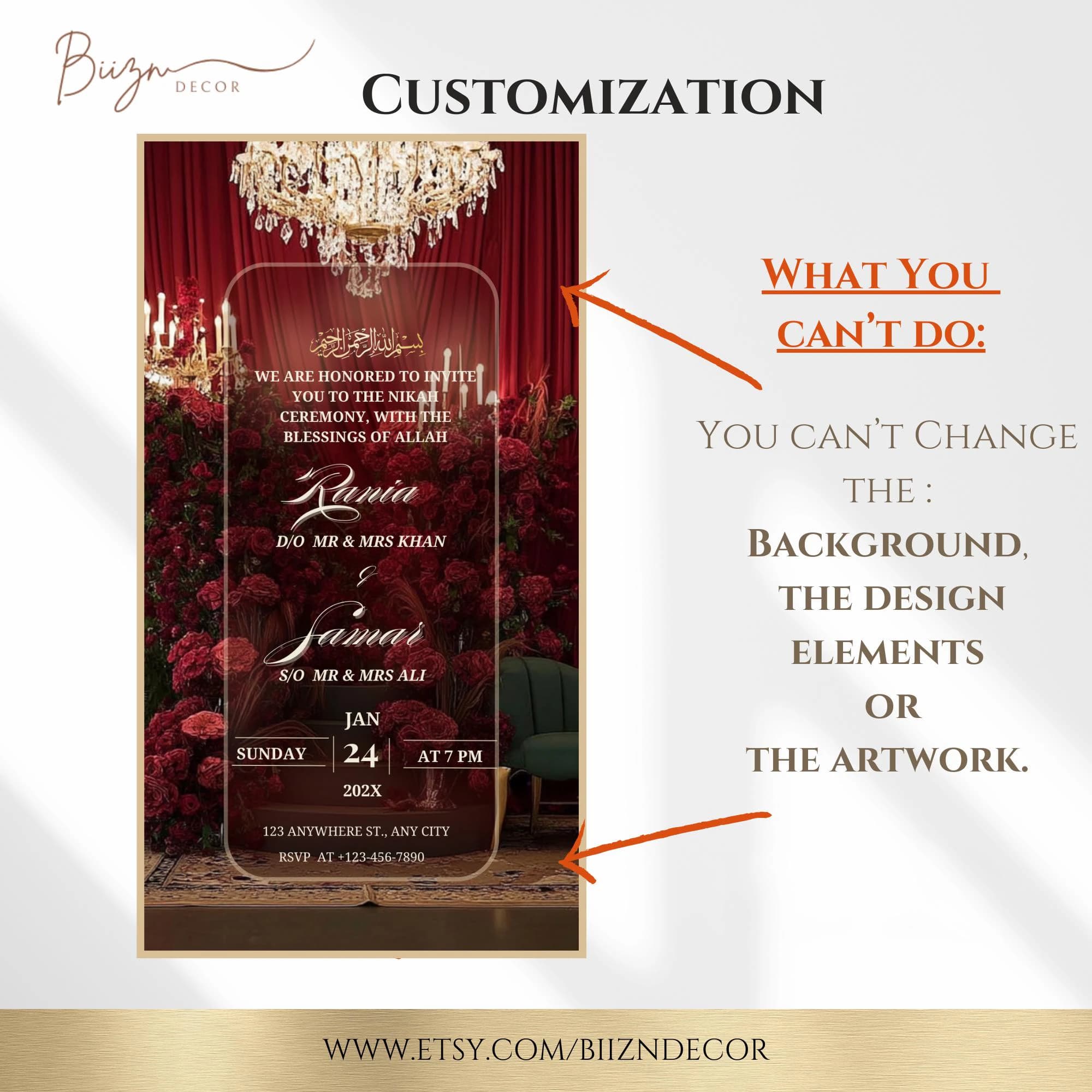Red Floral Islamic Wedding Invitation Video: Muslim Nikah E-Invite - image 5