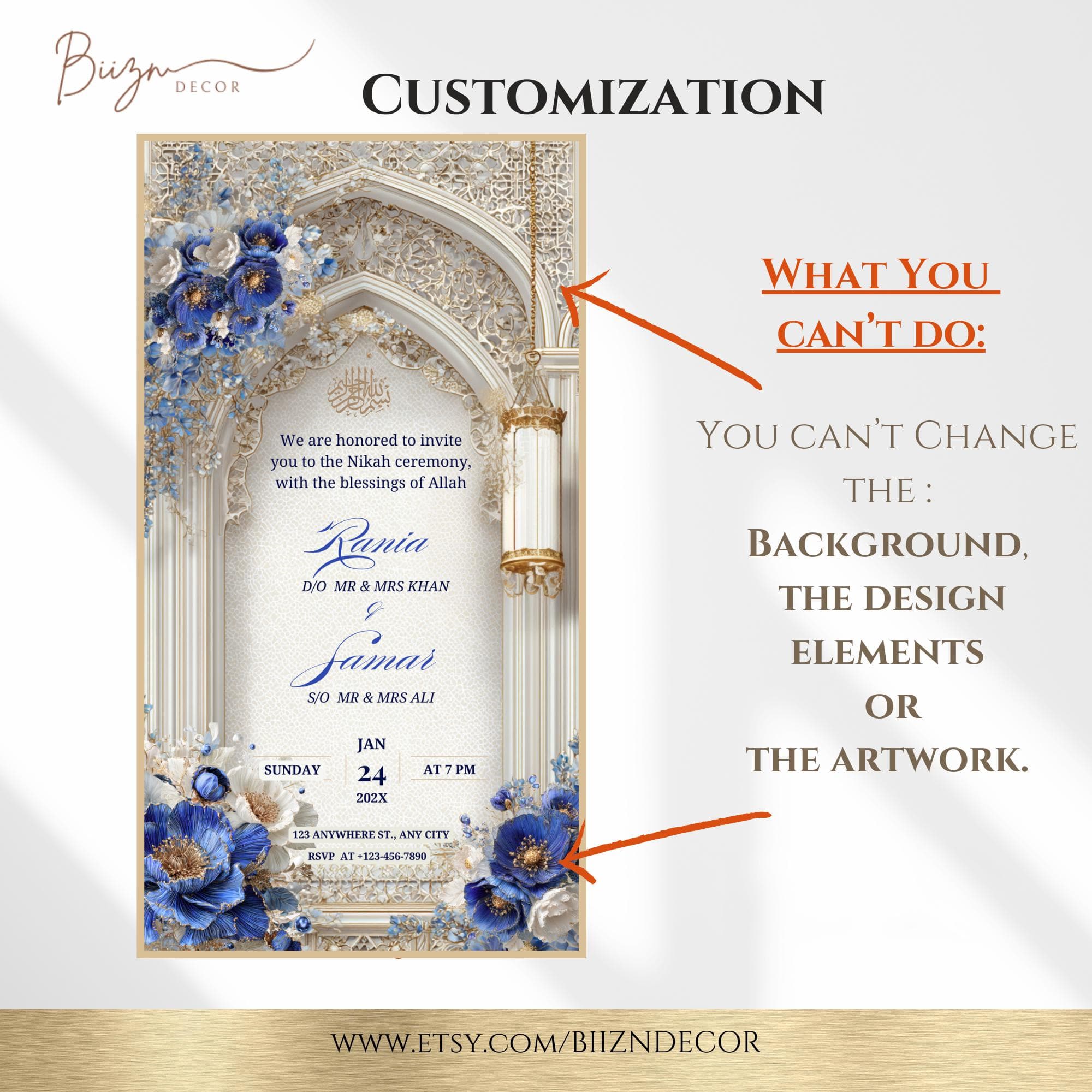 Royal Blue Islamic Wedding Invitation: Nikkah Program Timeline (Digital Template) - image 4