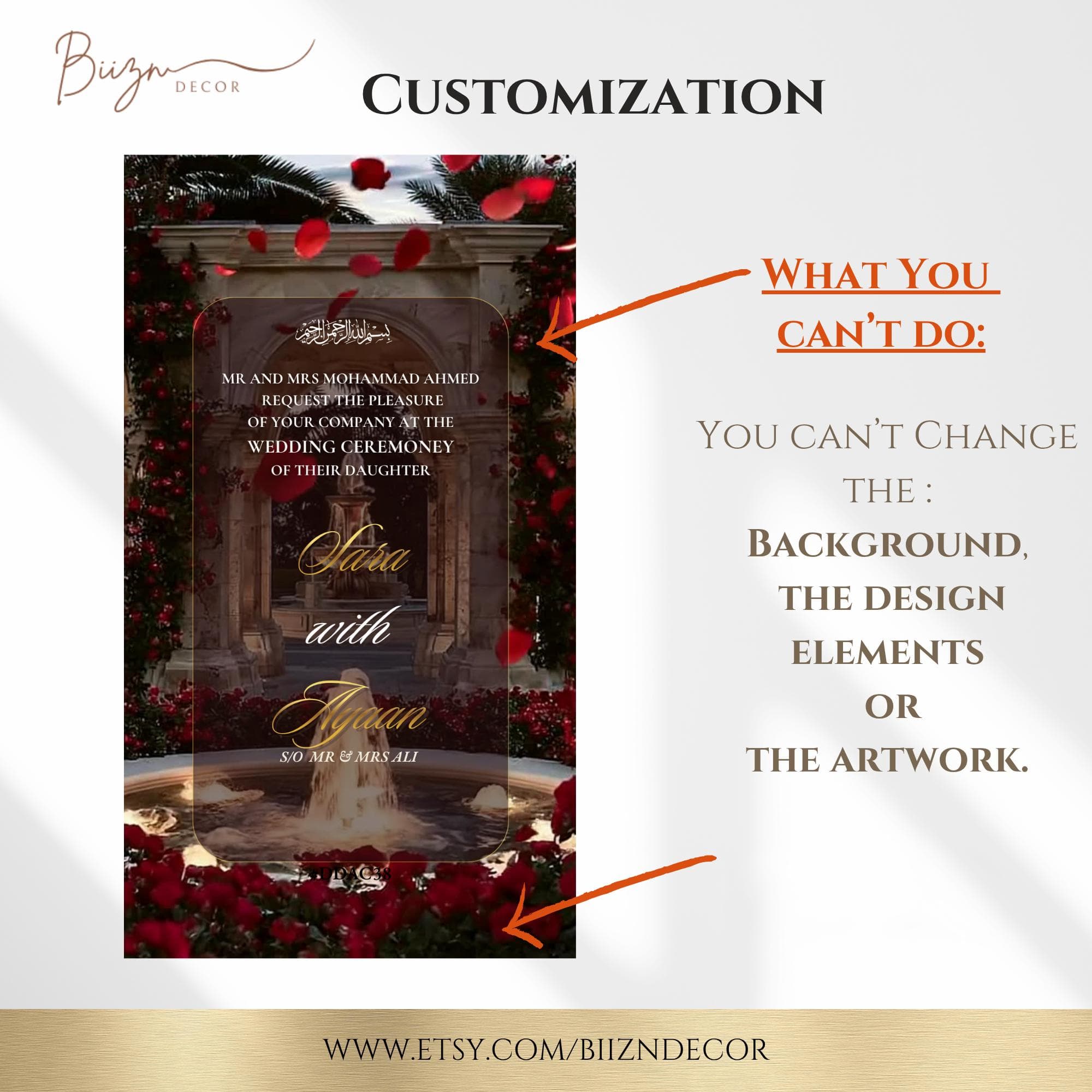 Animated Wedding Invitation, Elegant Red Rose Video, Canva Template (Digital Download) - image 5