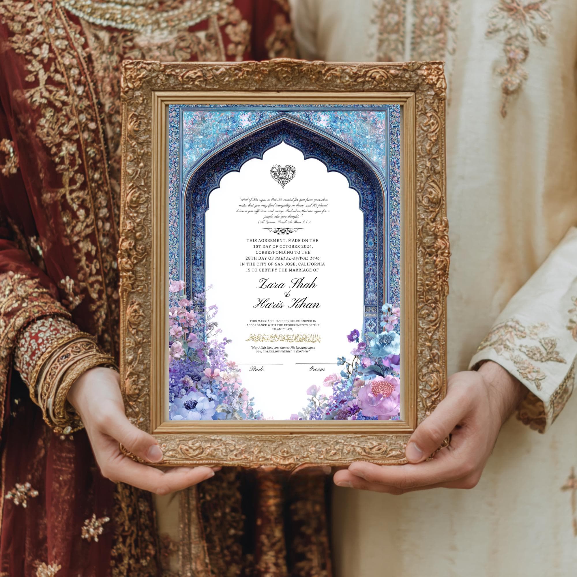 Nikkah Certificate, Nikah Nama Template, Islamic Marriage Contract A4 A3