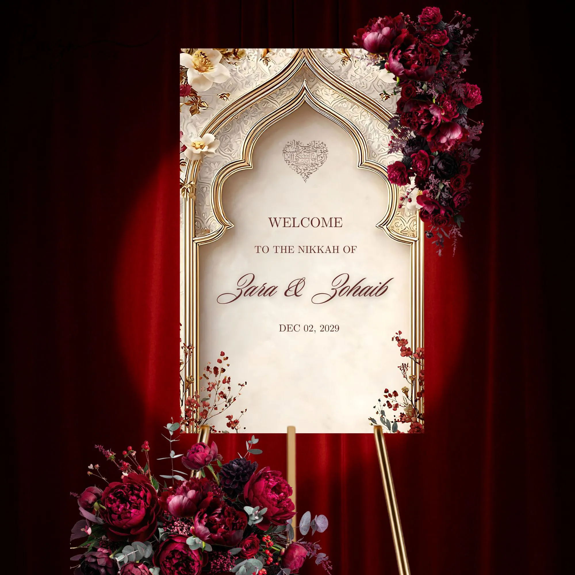 DIY Red and beige Custom Nikkah Welcome Sign: Instant download - image 2