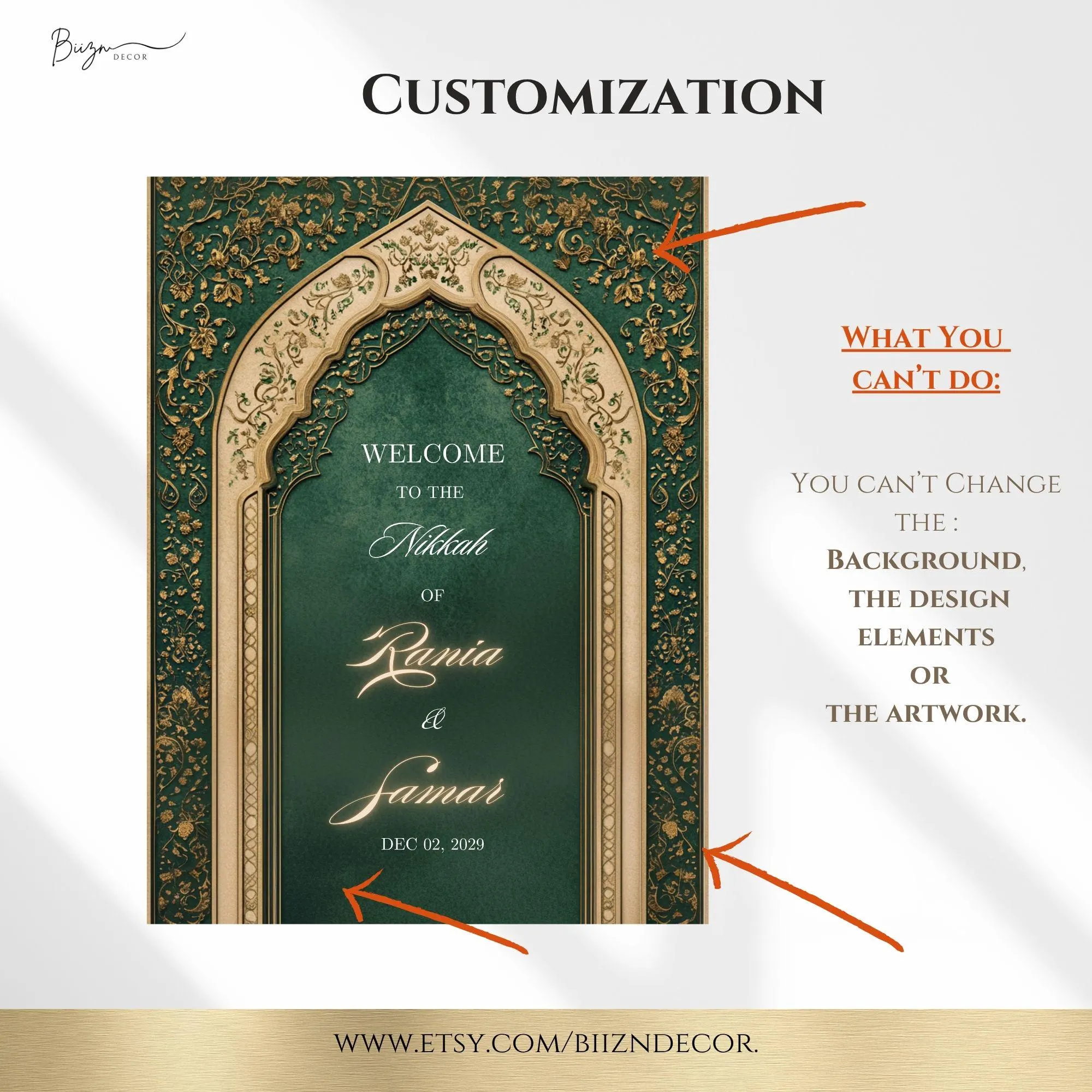Emerald Green Nikkah Invite: Muslim Wedding Reception Evite (Digital Template, 18x24" & 24x36") - image 3