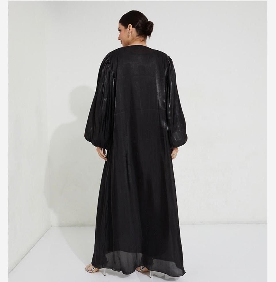 Black Abaya Balloon Sleeves Hand Stitched - image 4