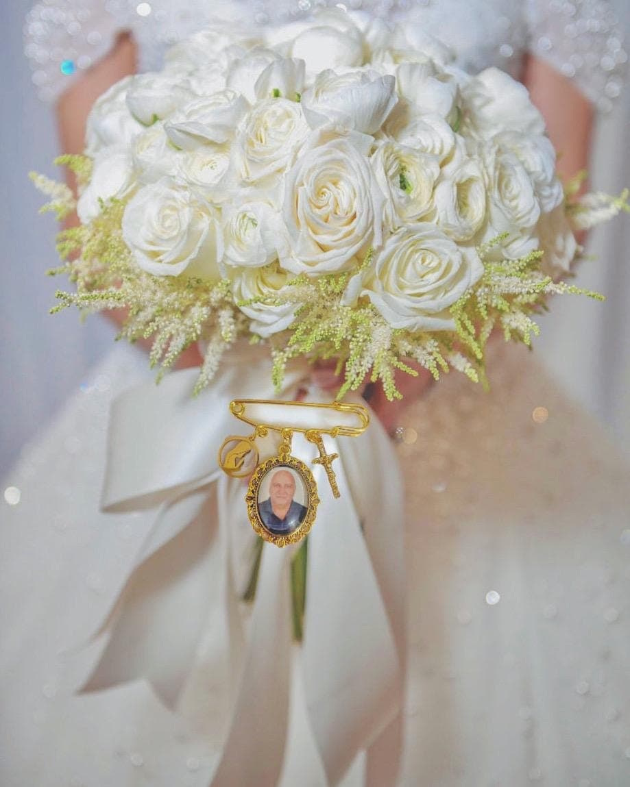 Personalized Bridal Flower Bouquet Memory Picture Charm