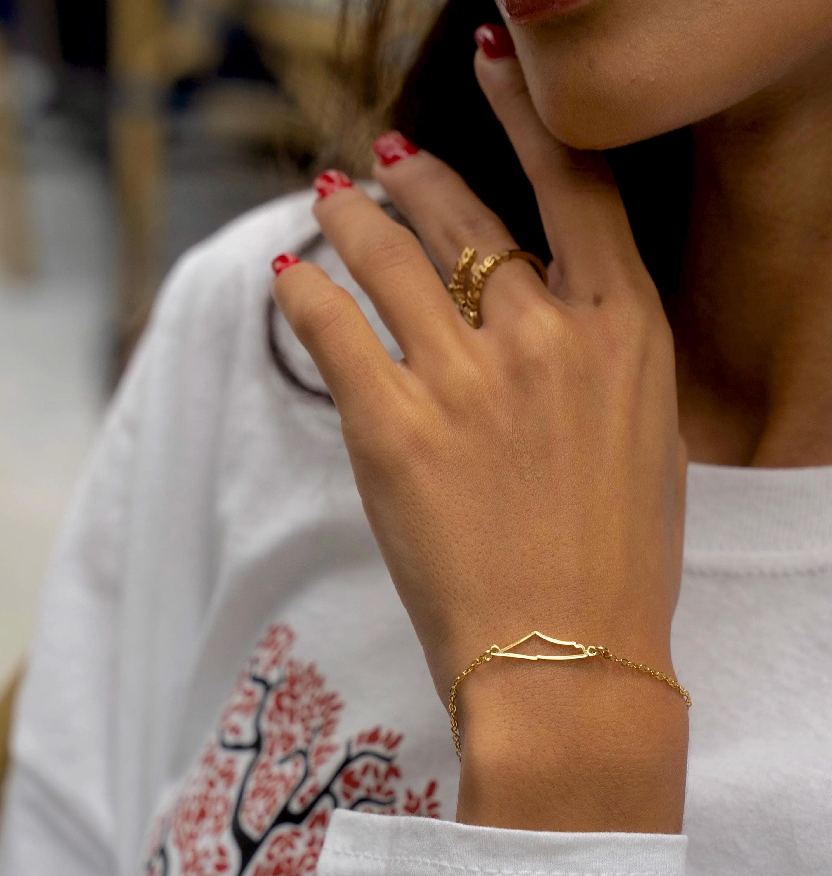 18K Gold Plated Palestine Map Bracelet - image 5