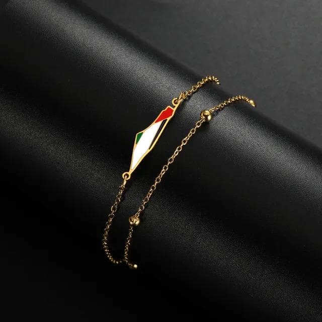 18K Gold Plated Palestine Map Bracelet