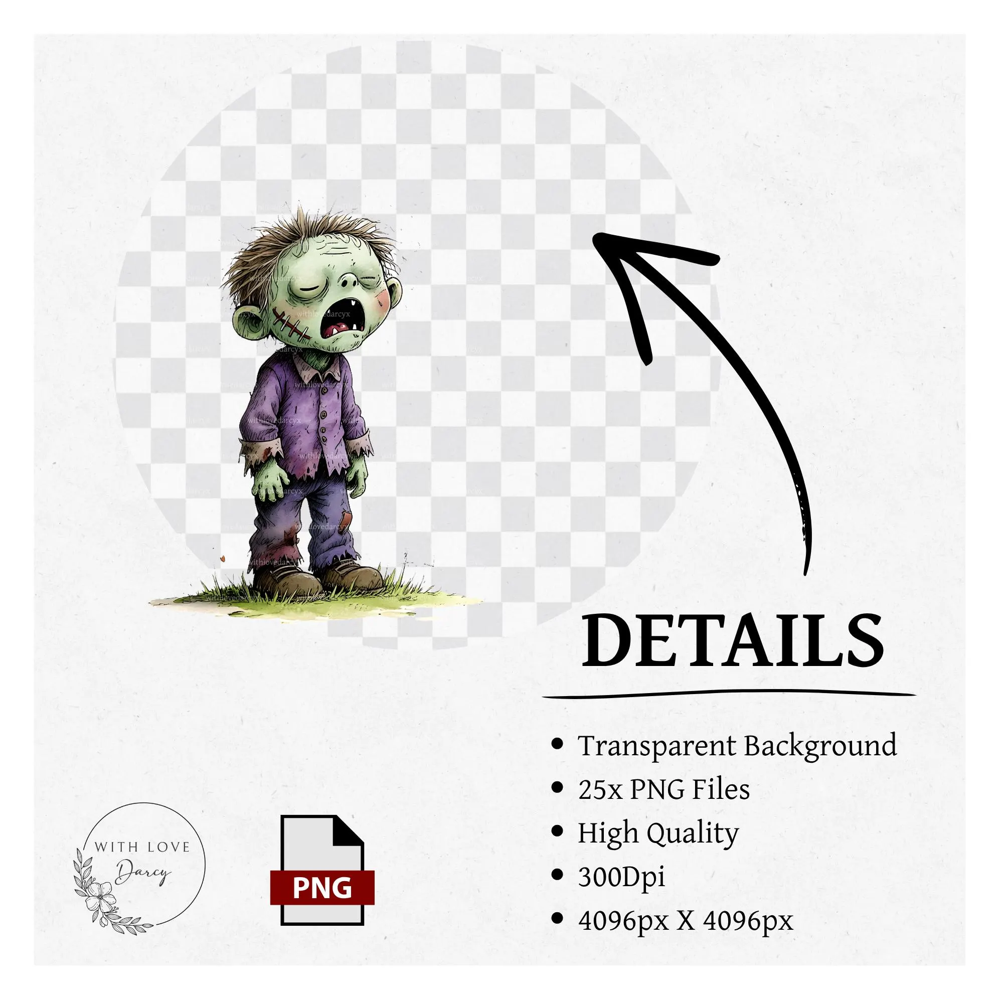 Whimsical Halloween PNG Bundle, 25 Watercolor Halloween Clipart, Pumpkin Frankenstein Ghost Mummy PNG, Stickers, Cards, Party, Sublimation - image 2