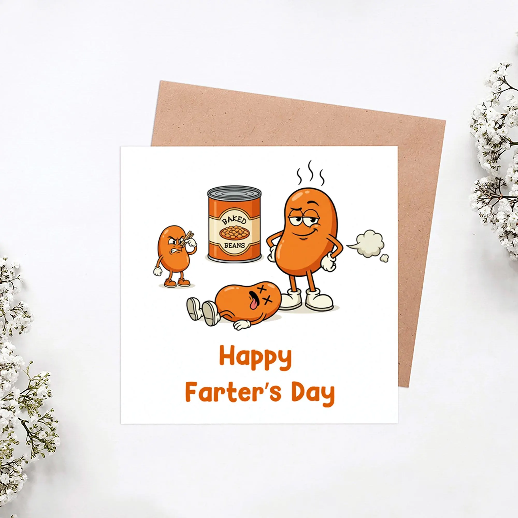 Funny Fathers Day Card For Dad, Happy Farters Day Card, Rude Joke Card For Him, Funny Beans Fart Card For Dad