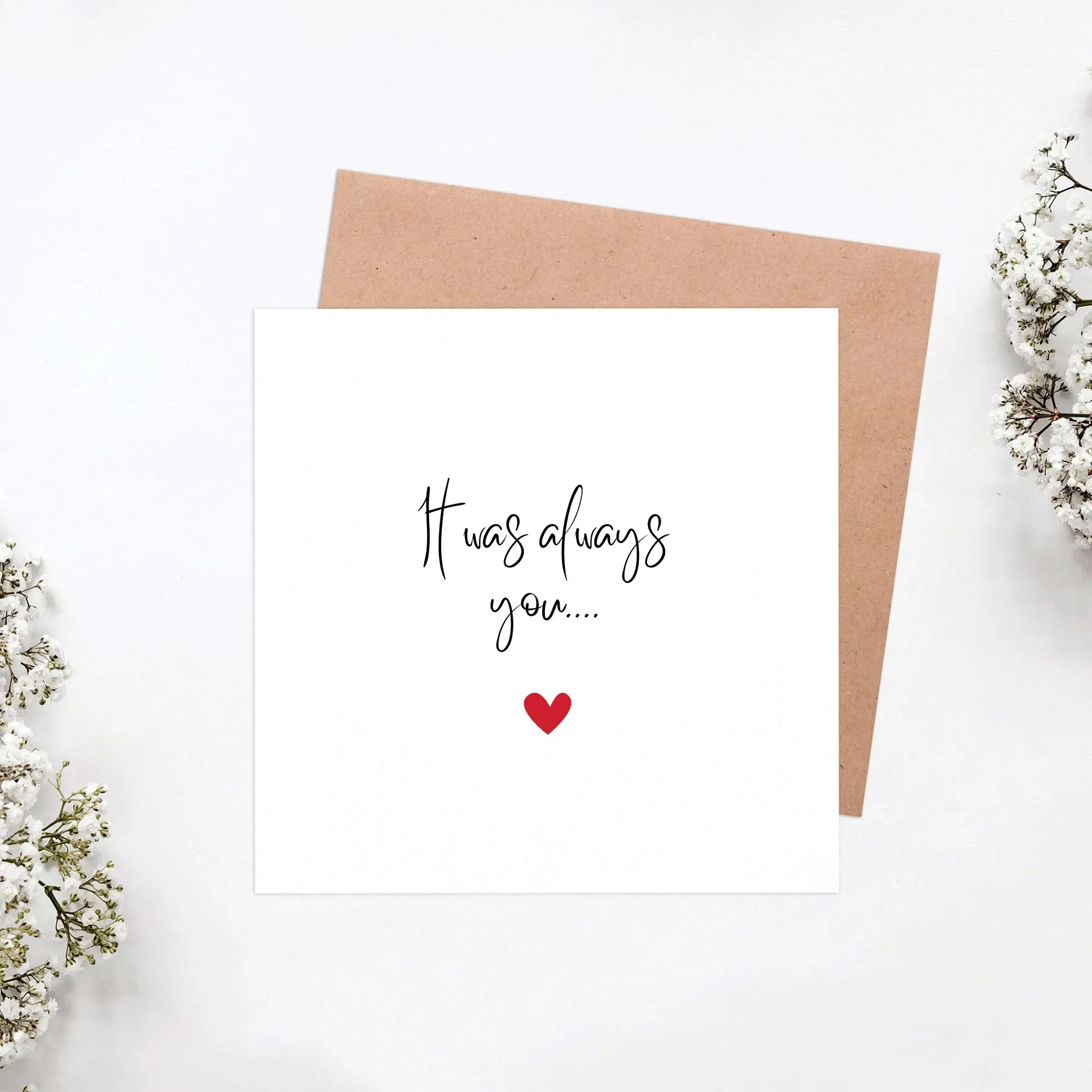 Romantic Valentine’s Day Card – "It Was Always You" – Elegant Gift for Husband, Wife, Boyfriend, or Girlfriend