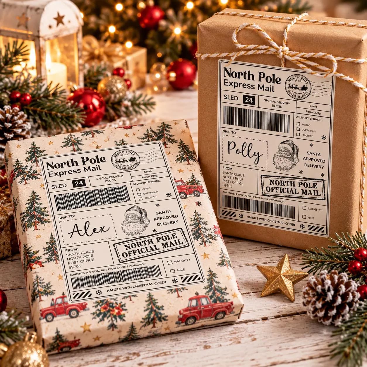 Personalised North Pole Christmas Postage Label, Santa Approved Delivery Sticker, Special Delivery Gift, Christmas Eve Box Kids - image 3