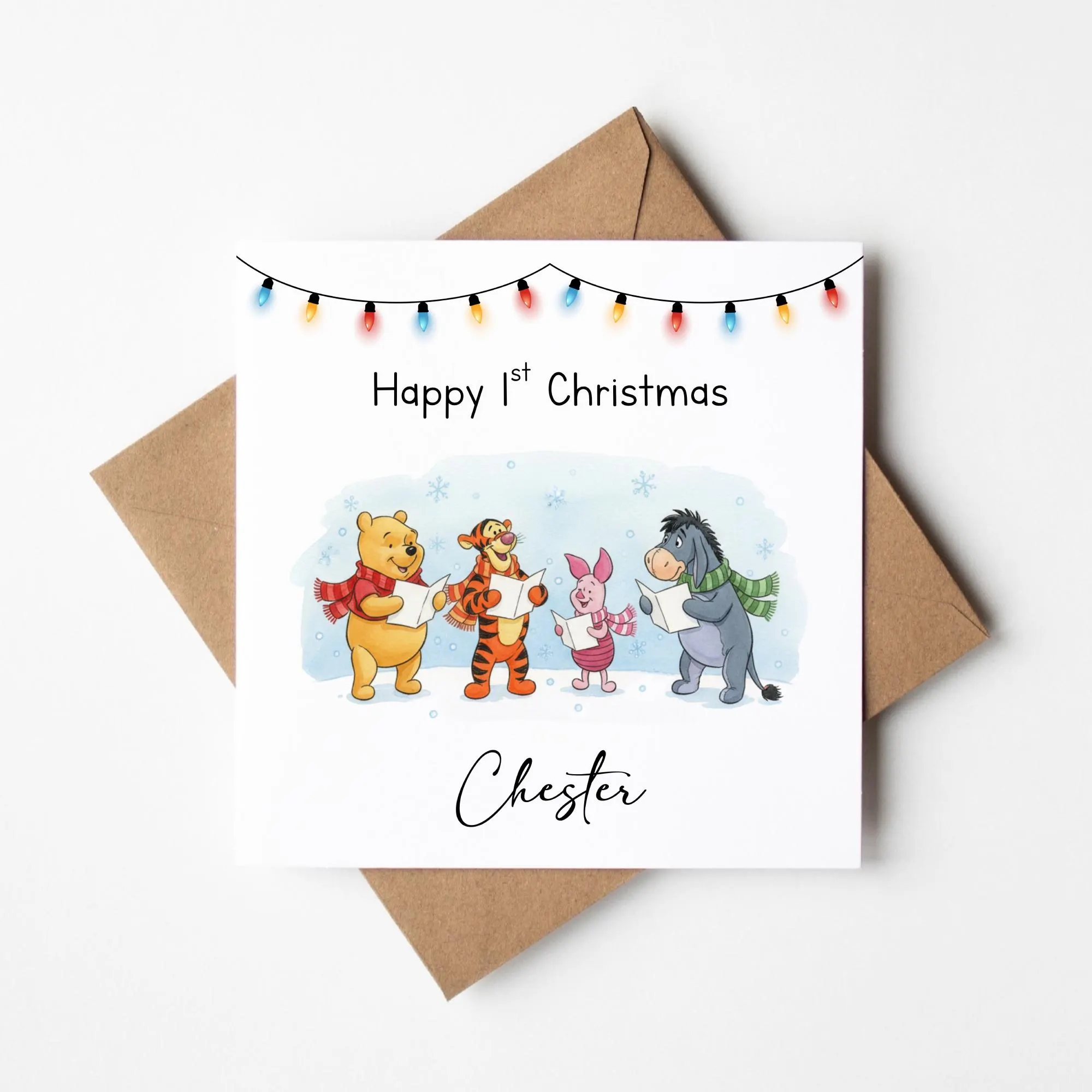 Personalised 1st Christmas Card, Winnie the Pooh Christmas Card, First Christmas Card for Baby Boy or Girl, Custom Name Christmas Card - image 5