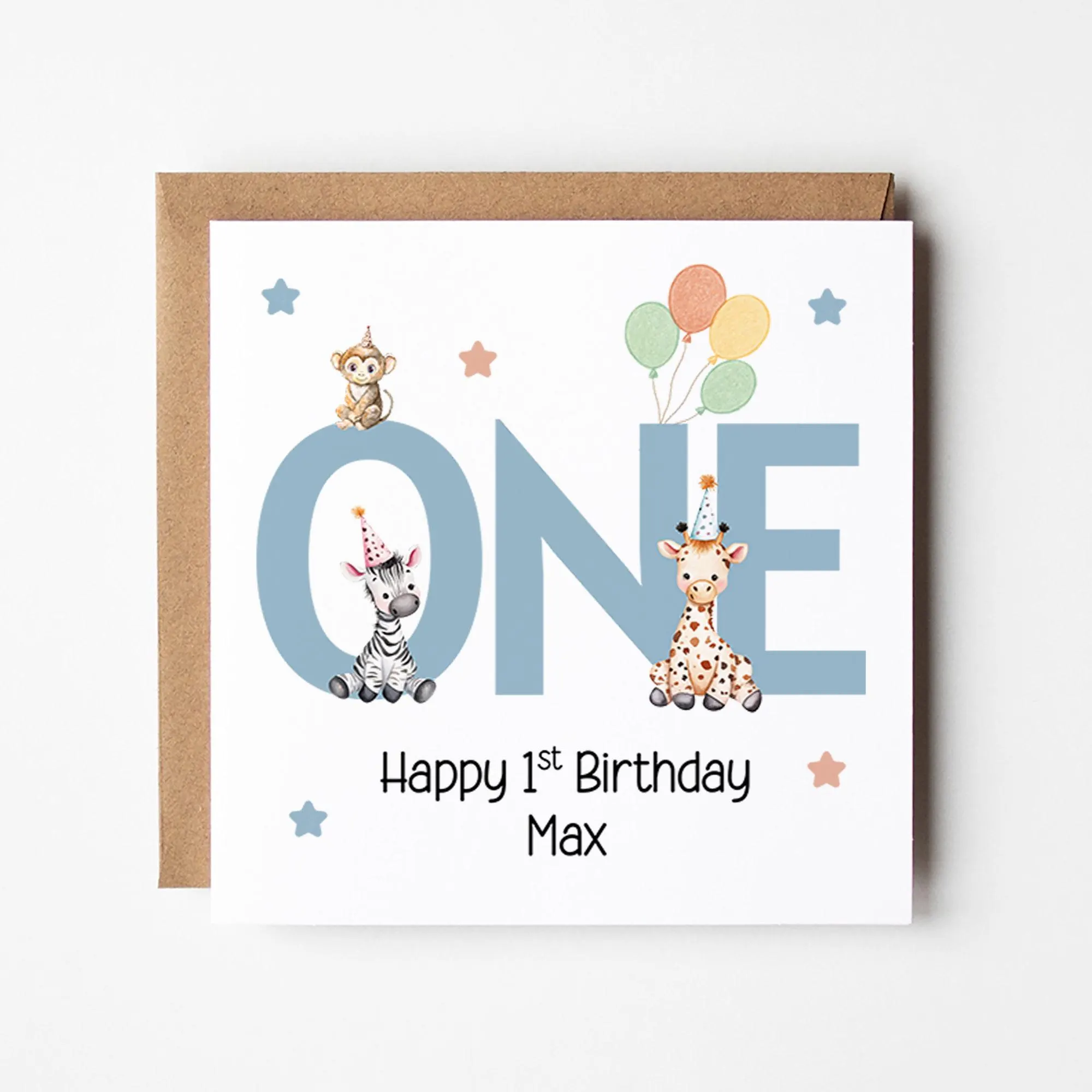 Personalised 1st Birthday Card Boy, Safari First Birthday Card, First Birthday Card Son, Grandson 1st Birthday Card - image 4