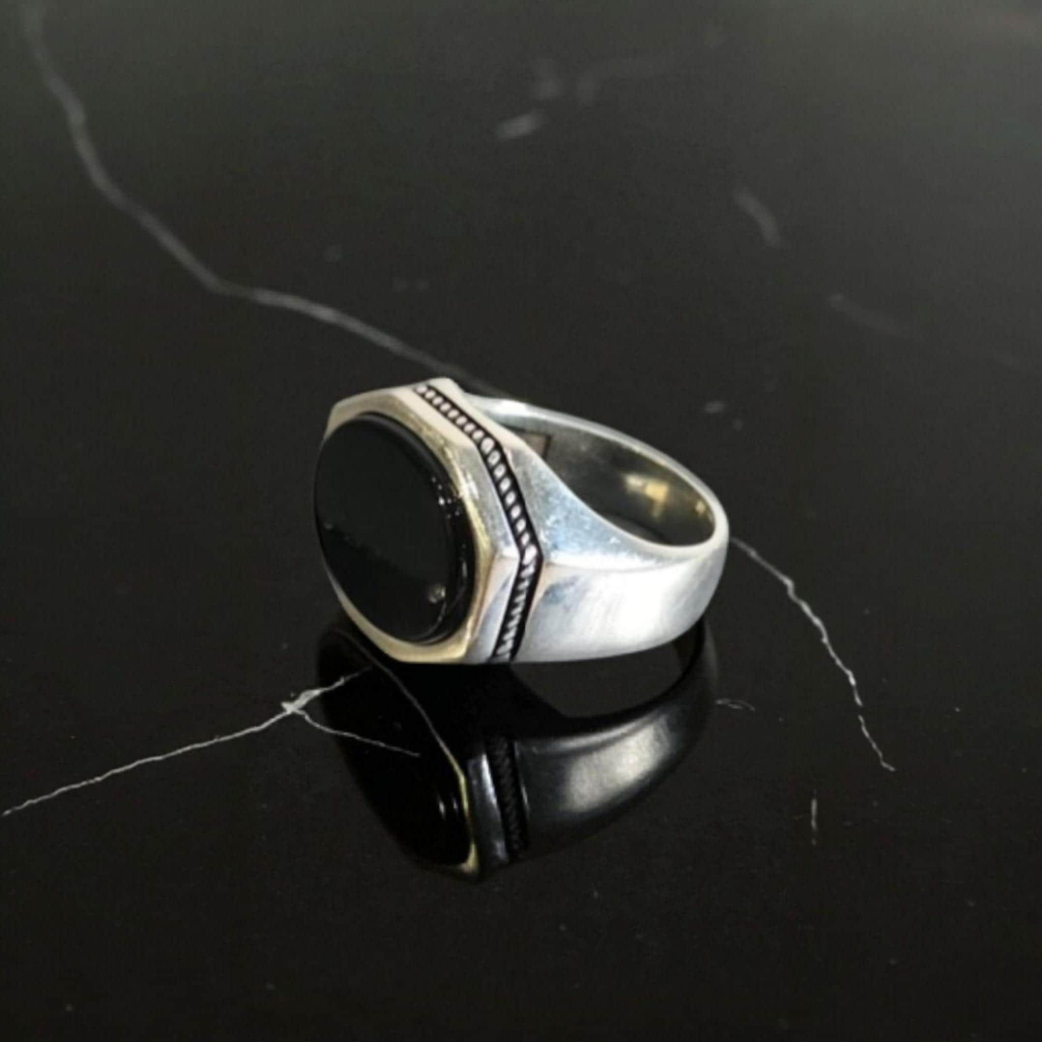925 Sterling Silver Ring with Black Onyx Stone, Silver Ring for Men and Women, Handmade Silver Ring, Anniversary Gift, Birthday Gift - image 4
