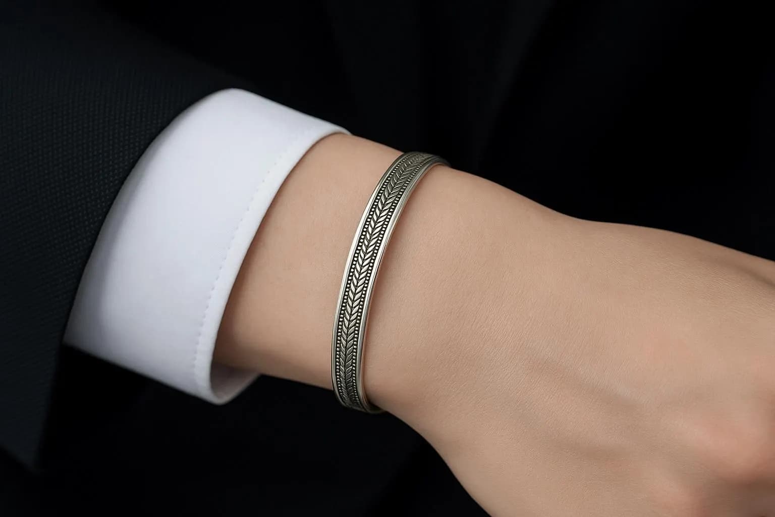 Handmade Men's Silver Bracelet, 925 Sterling Silver Adjustable Bracelet, Handmade Cuff Silver Bracelet,Anniversary Gift, Self Gift - image 3