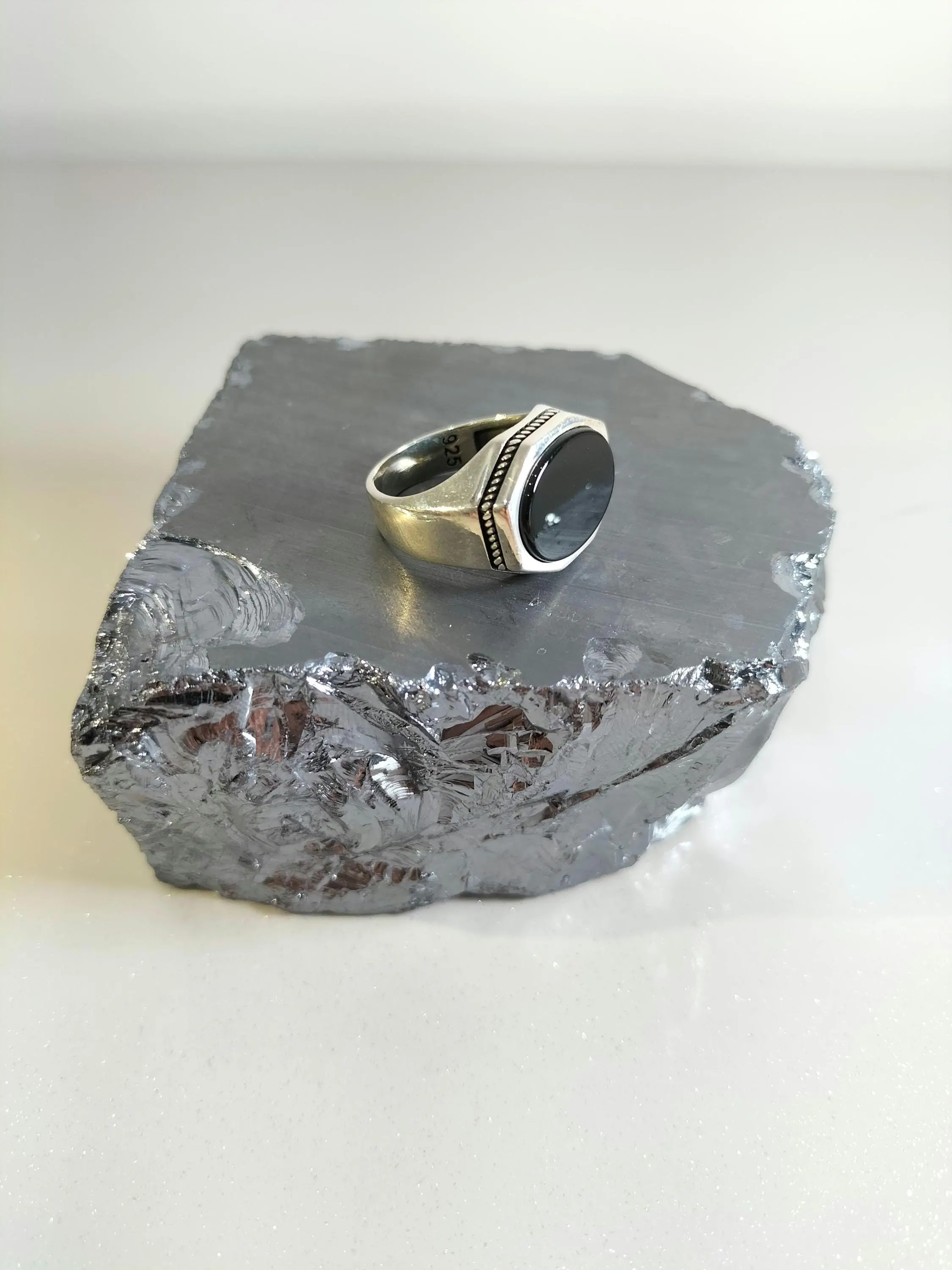 925 Sterling Silver Ring with Black Onyx Stone, Silver Ring for Men and Women, Handmade Silver Ring, Anniversary Gift, Birthday Gift - image 5