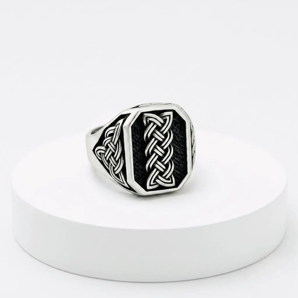 925 Sterling Silver Men's Celtic Knot Ring, Handmade Anniversary Gift