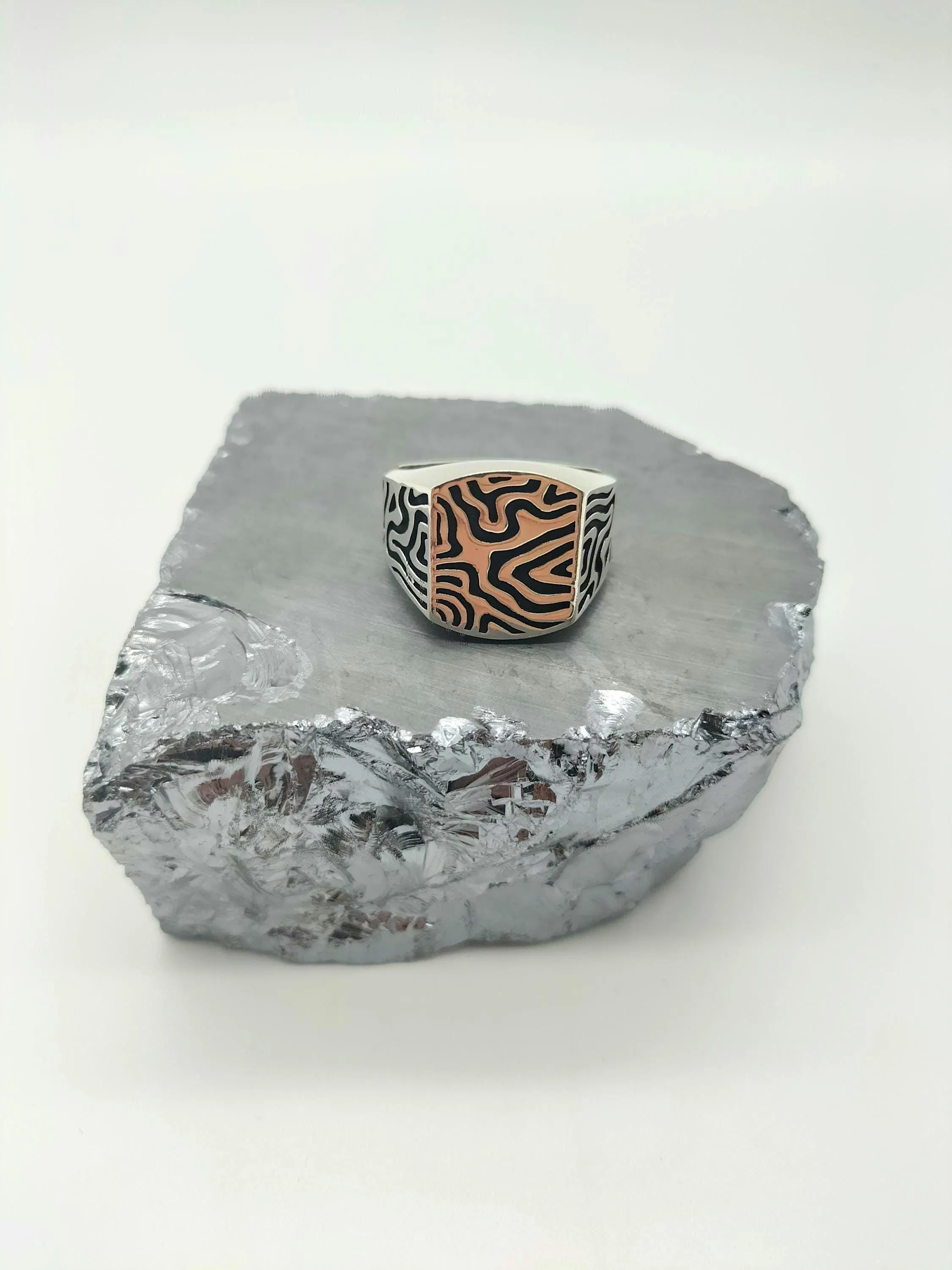 925 Sterling Silver Tree Bark Patterned Men's Silver Ring, Valentine Gift, Handmade Silver Ring, Personalized Silver Ring, Solid Silver Ring - image 5