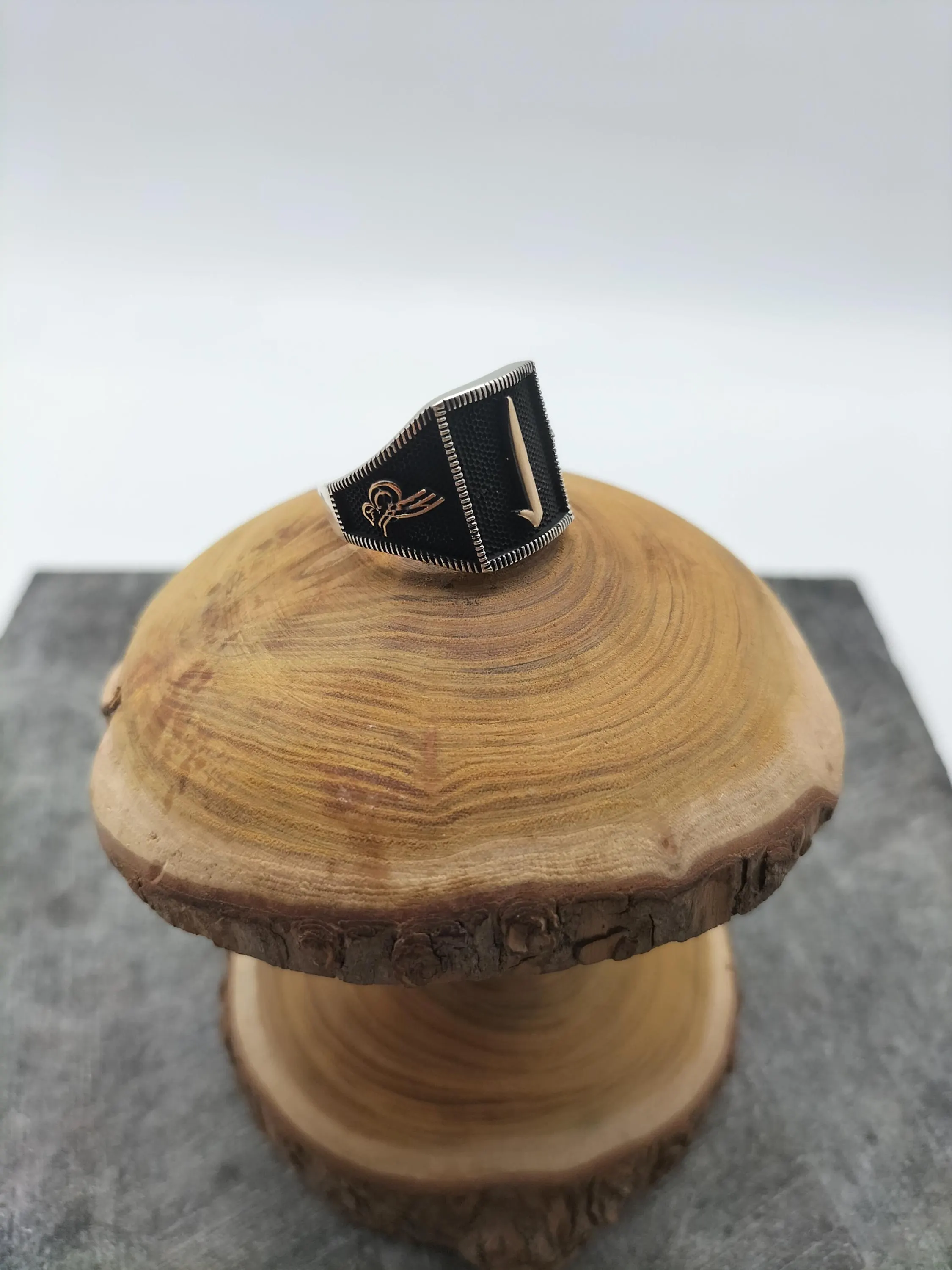 Elif Embroidered 925 Sterling Silver Men's Ring, Handmade Silver Ring, Arabic Written Silver Ring, Muslim Silver Ring, İslamic Silver Ring - image 4