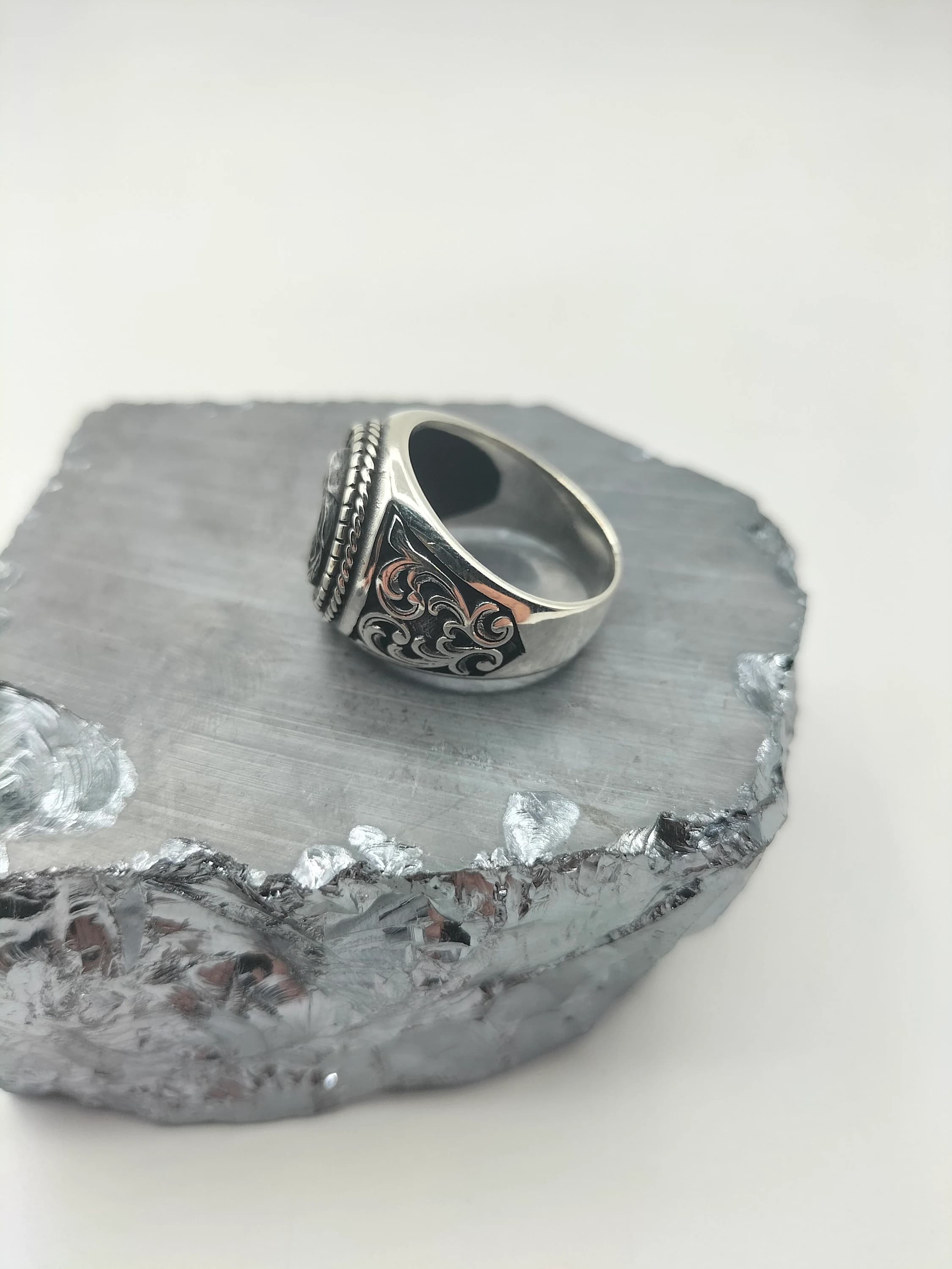 925 Sterling Silver men's ring, Men's Handmade Ring, Personalized Silver Ring, Oxidized Silver Ring,Gift For Husband, Self Gift - image 4