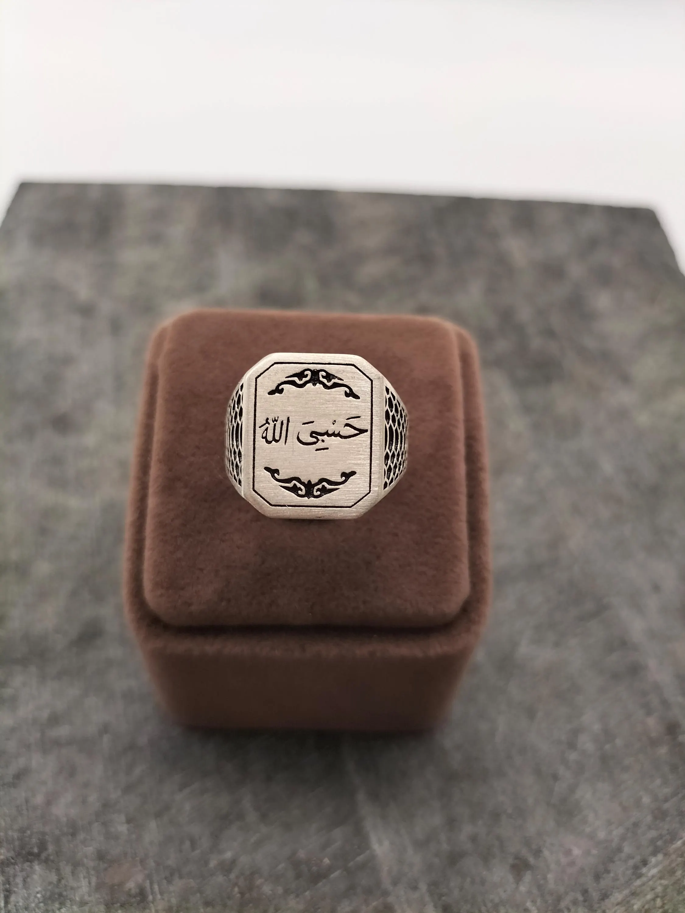 Pure Silver Arabic HasbiAllah Written Men's Ring, 925 Sterling Silver Hasbiallah Ring, Muslim Ring, Islamic Ring, Gift Silver Ring - image 2