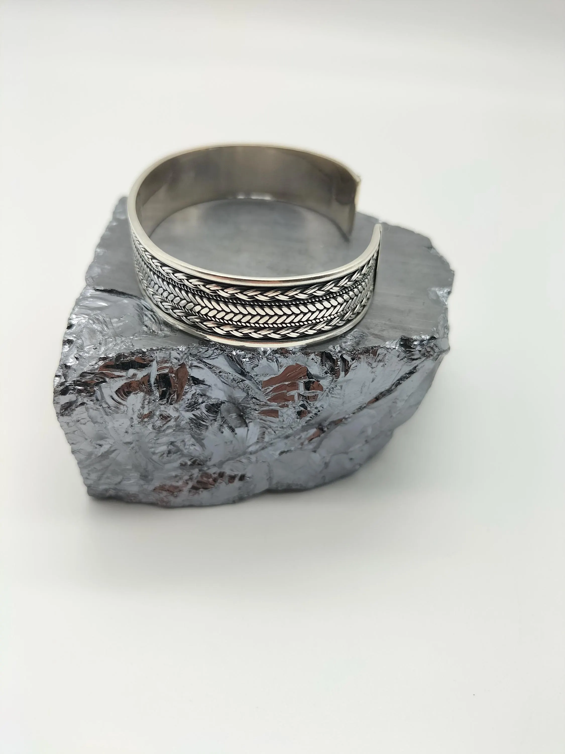 Adjustable Wide 925 Sterling Silver Men's Bracelet, Handcrafted, Christmas Gift - image 5