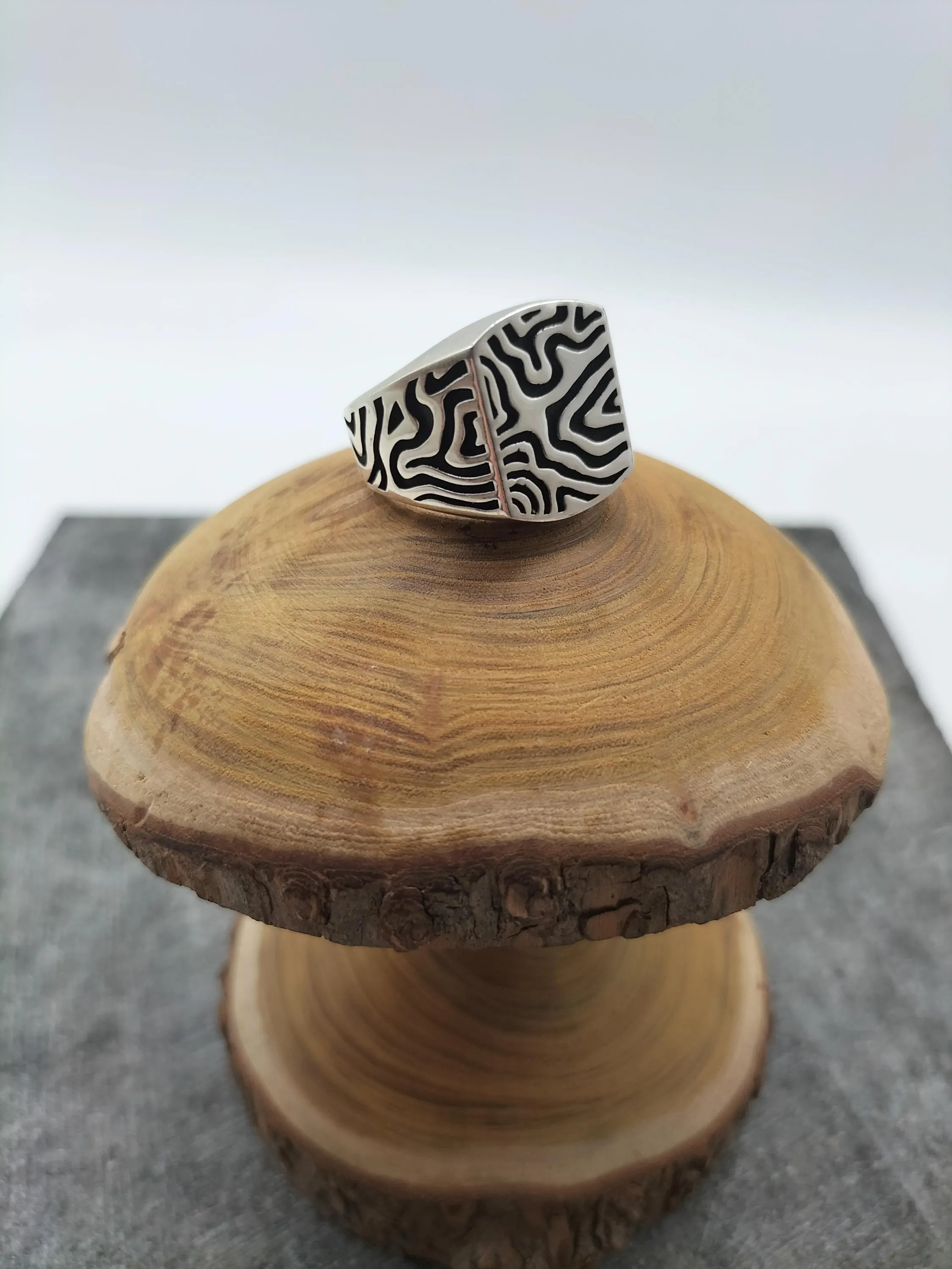 925 Sterling Silver Tree Bark Patterned Men's Silver Ring, Valentine Gift, Handmade Silver Ring, Personalized Silver Ring, Solid Silver Ring