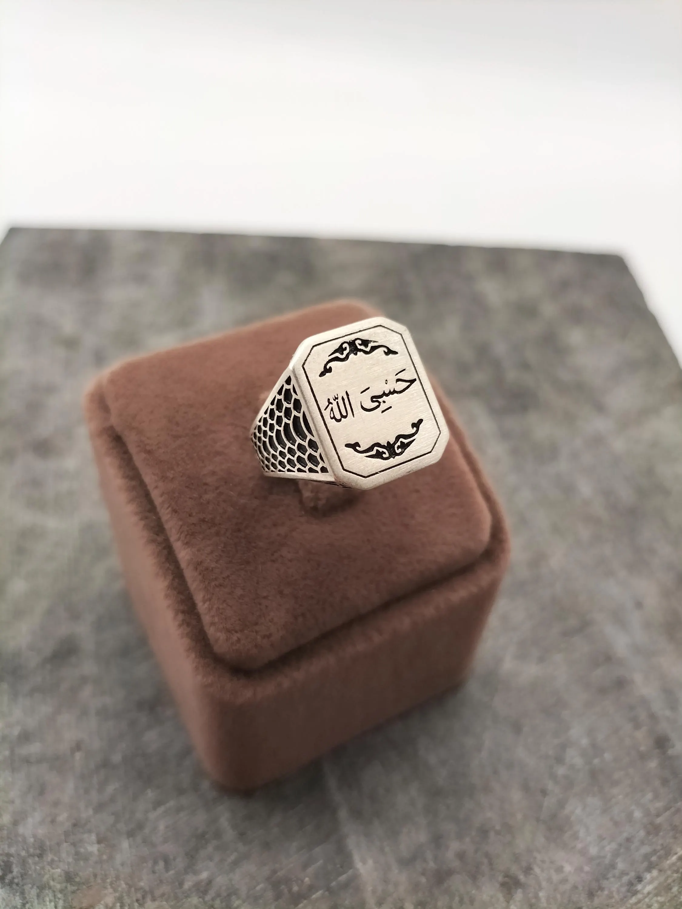 Pure Silver Arabic HasbiAllah Written Men's Ring, 925 Sterling Silver Hasbiallah Ring, Muslim Ring, Islamic Ring, Gift Silver Ring - image 3