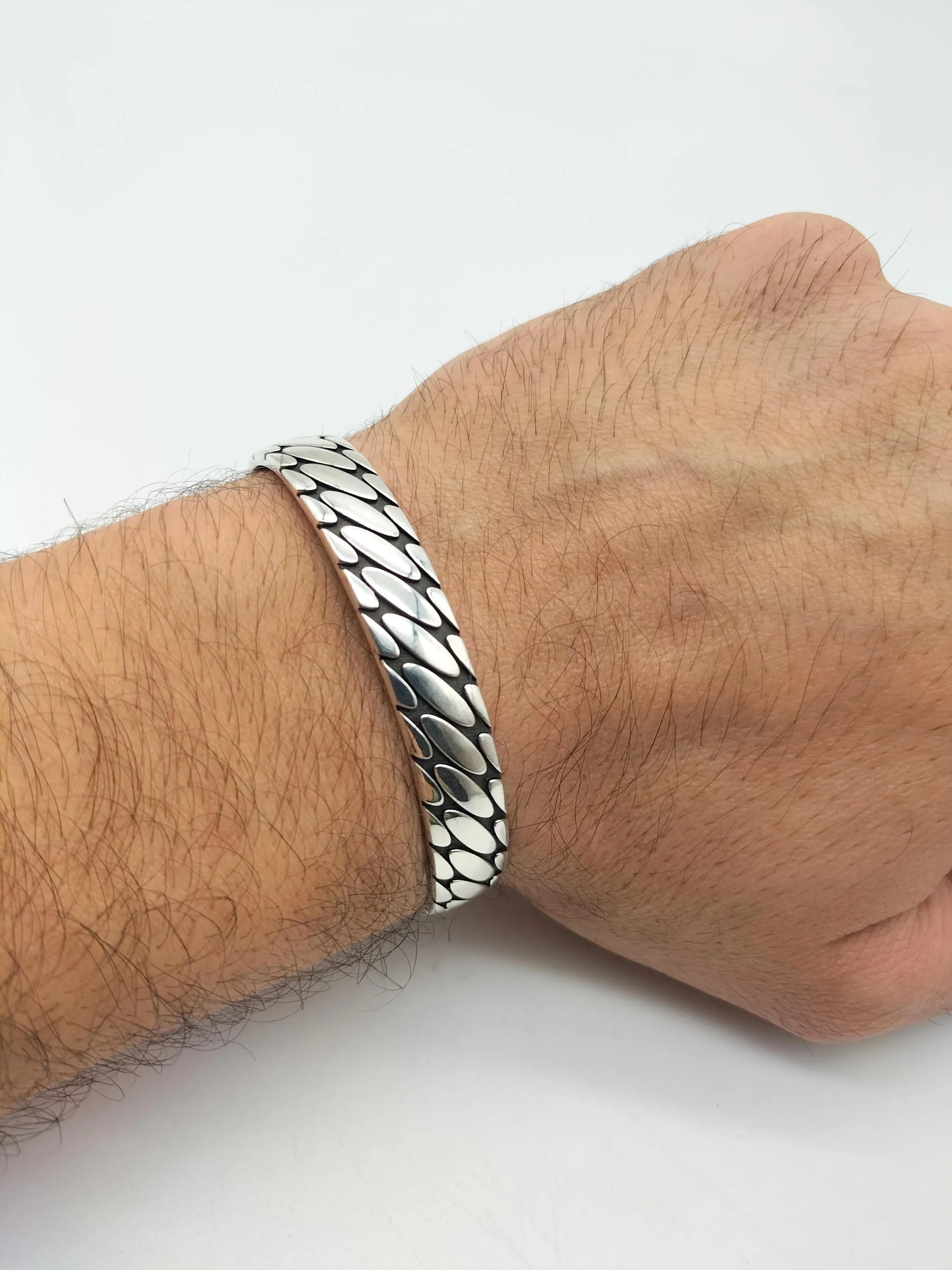 Handmade 925 Sterling Silver Men's Cuff Bracelet, Artisan Jewelry,  Gift For Himself, Anniversary Gift, Modern Silver Jewelry, Birthday Gift - image 4