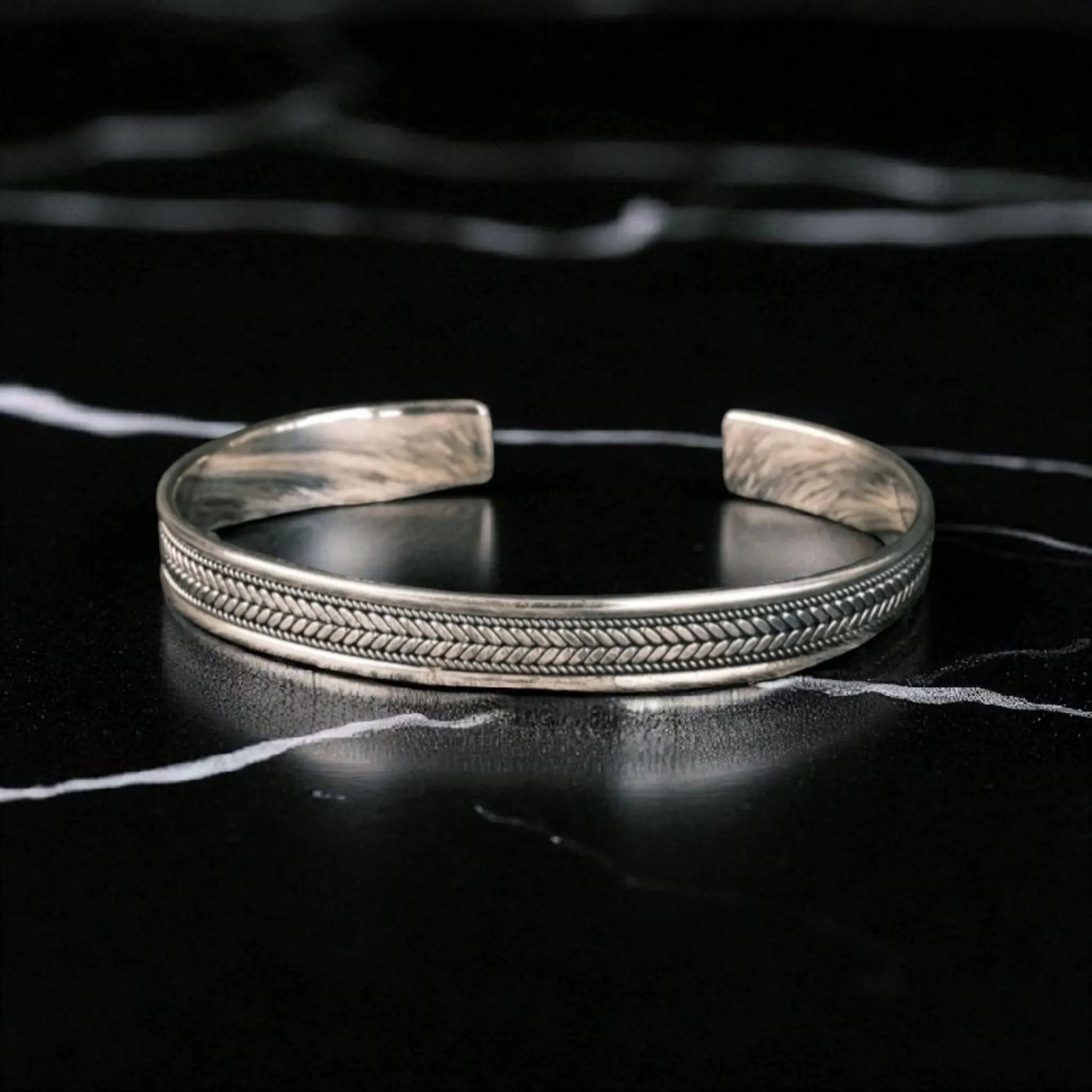 Handmade Men's Silver Bracelet, 925 Sterling Silver Adjustable Bracelet, Handmade Cuff Silver Bracelet,Anniversary Gift, Self Gift - image 2