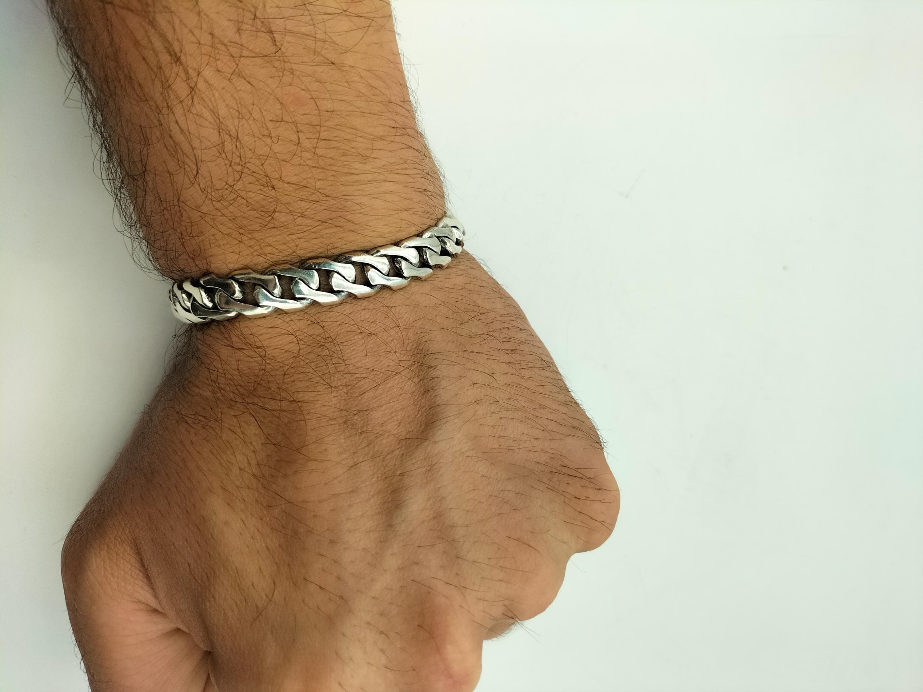 Handmade 925 Sterling Silver Curb Cuban Chain Bracelet, Valentine Gift, Self Gift, Gift For Husband - image 5