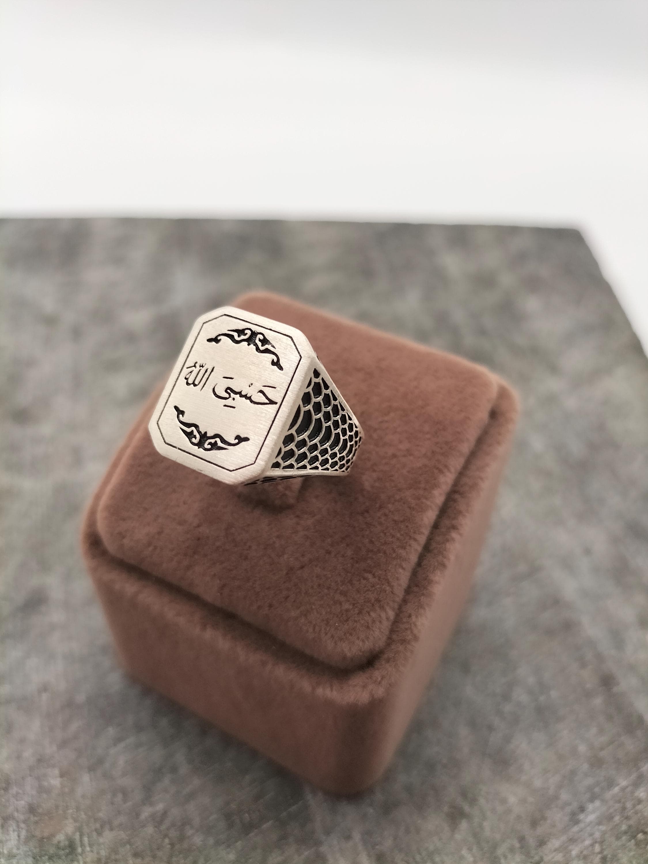 Pure Silver Arabic HasbiAllah Written Men's Ring, 925 Sterling Silver Hasbiallah Ring, Muslim Ring, Islamic Ring, Gift Silver Ring - image 4