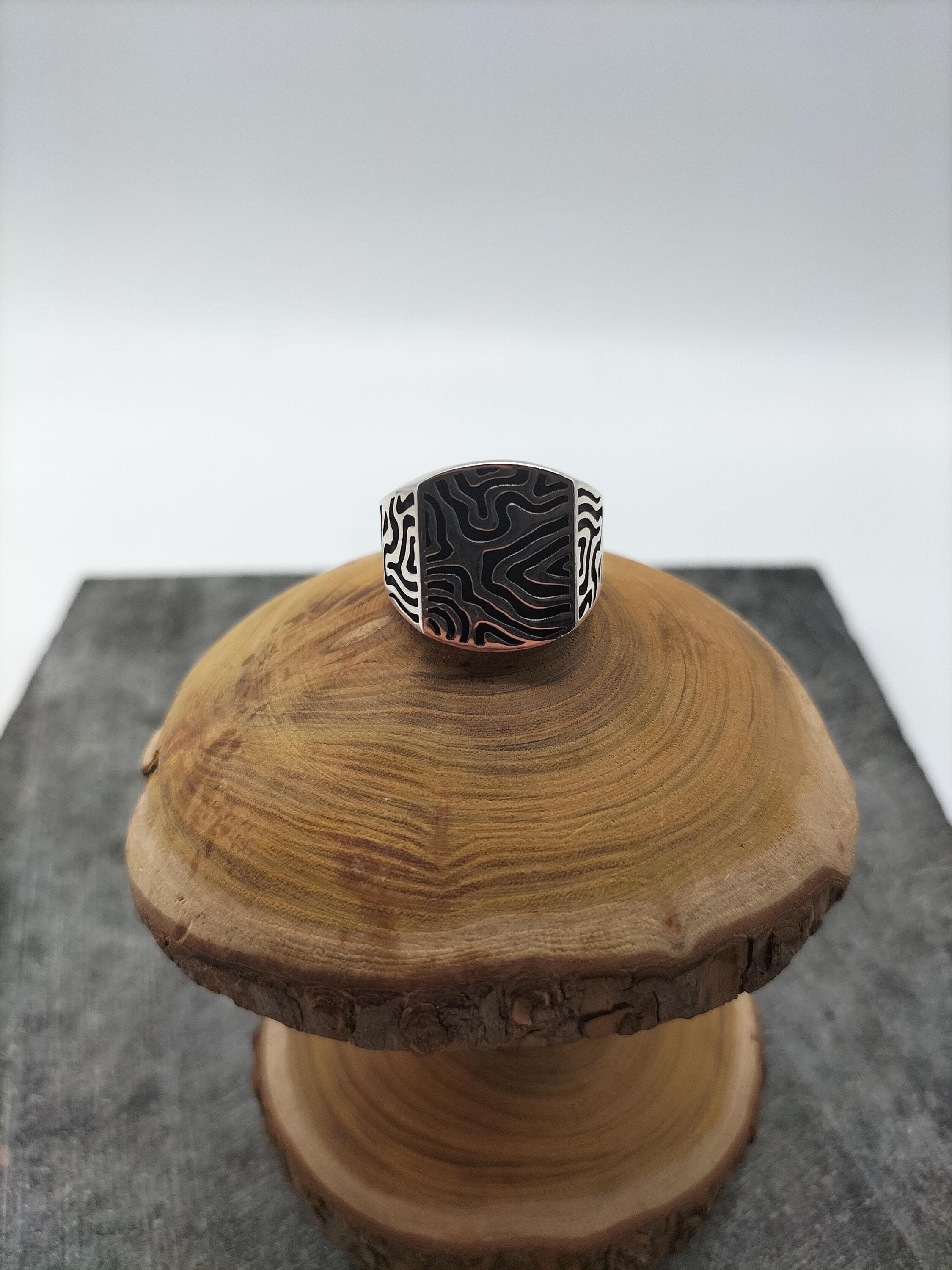 925 Sterling Silver Tree Bark Patterned Men's Silver Ring, Valentine Gift, Handmade Silver Ring, Personalized Silver Ring, Solid Silver Ring - image 4