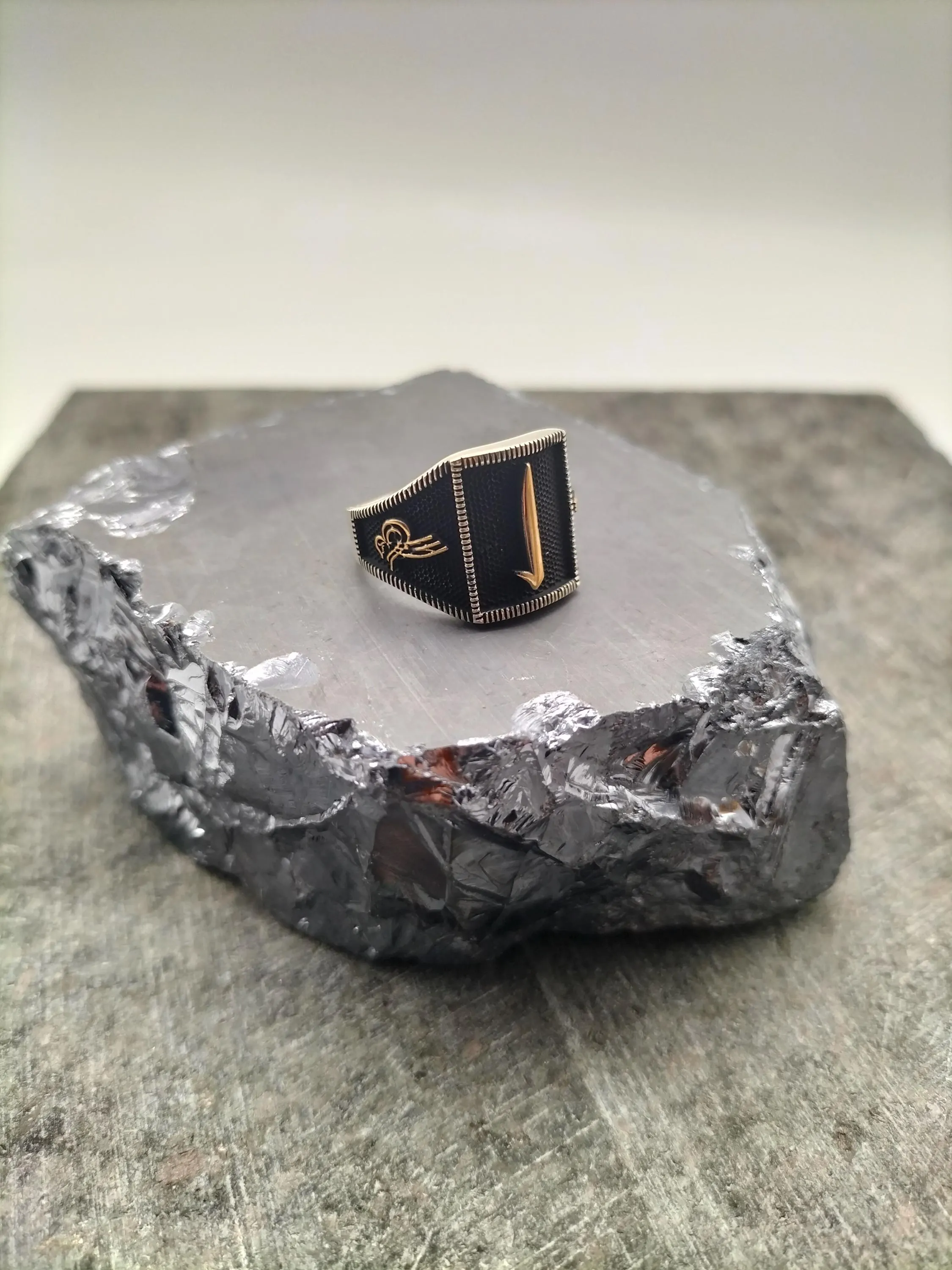 Elif Embroidered 925 Sterling Silver Men's Ring, Handmade Silver Ring, Arabic Written Silver Ring, Muslim Silver Ring, İslamic Silver Ring - image 3