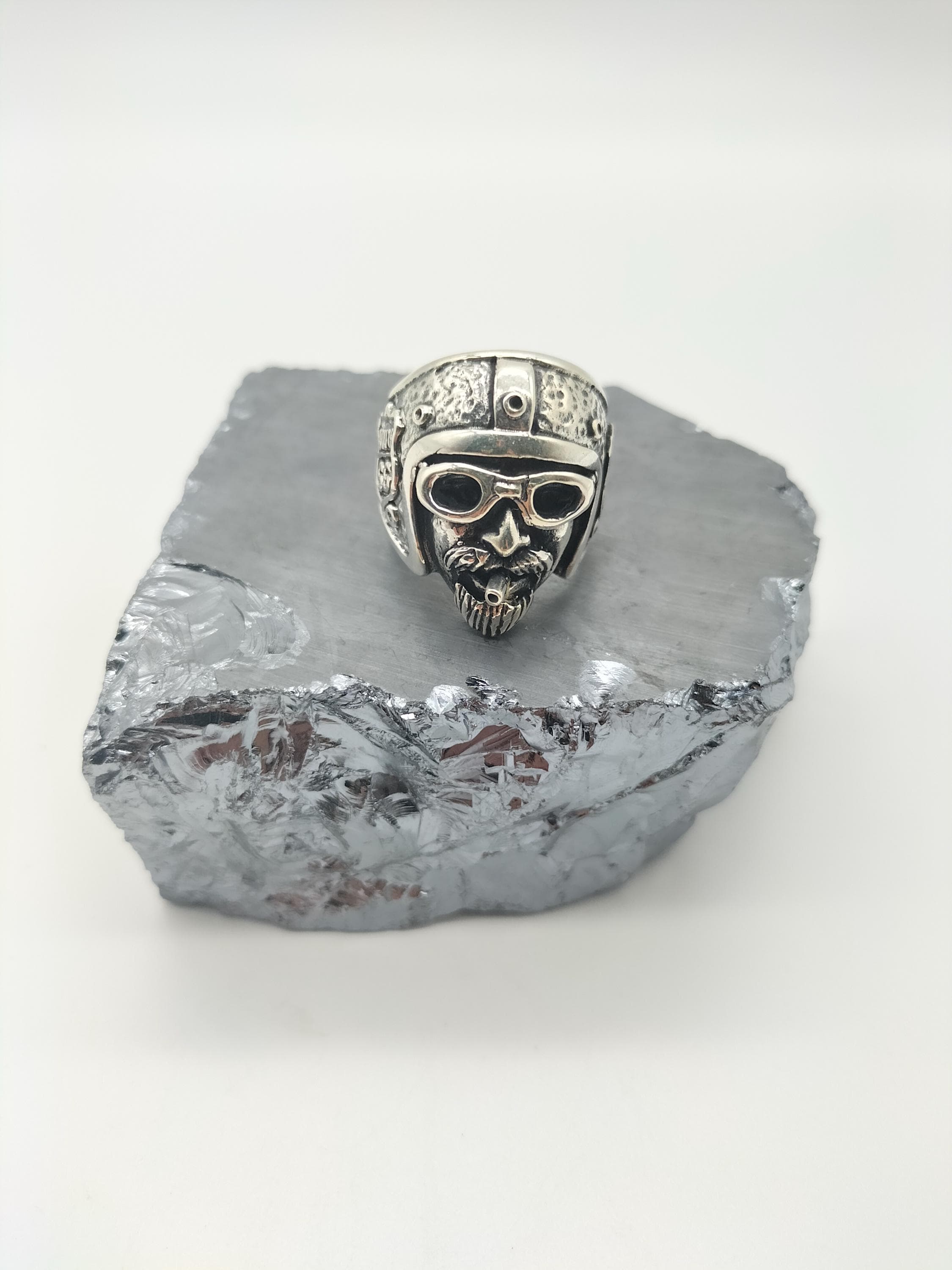 Motorcycle Biker Ring: Handmade 925 Sterling Silver Men's Ring, Christmas Gift