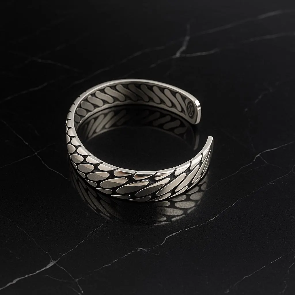 Handmade 925 Sterling Silver Men's Cuff Bracelet, Artisan Jewelry,  Gift For Himself, Anniversary Gift, Modern Silver Jewelry, Birthday Gift - image 3