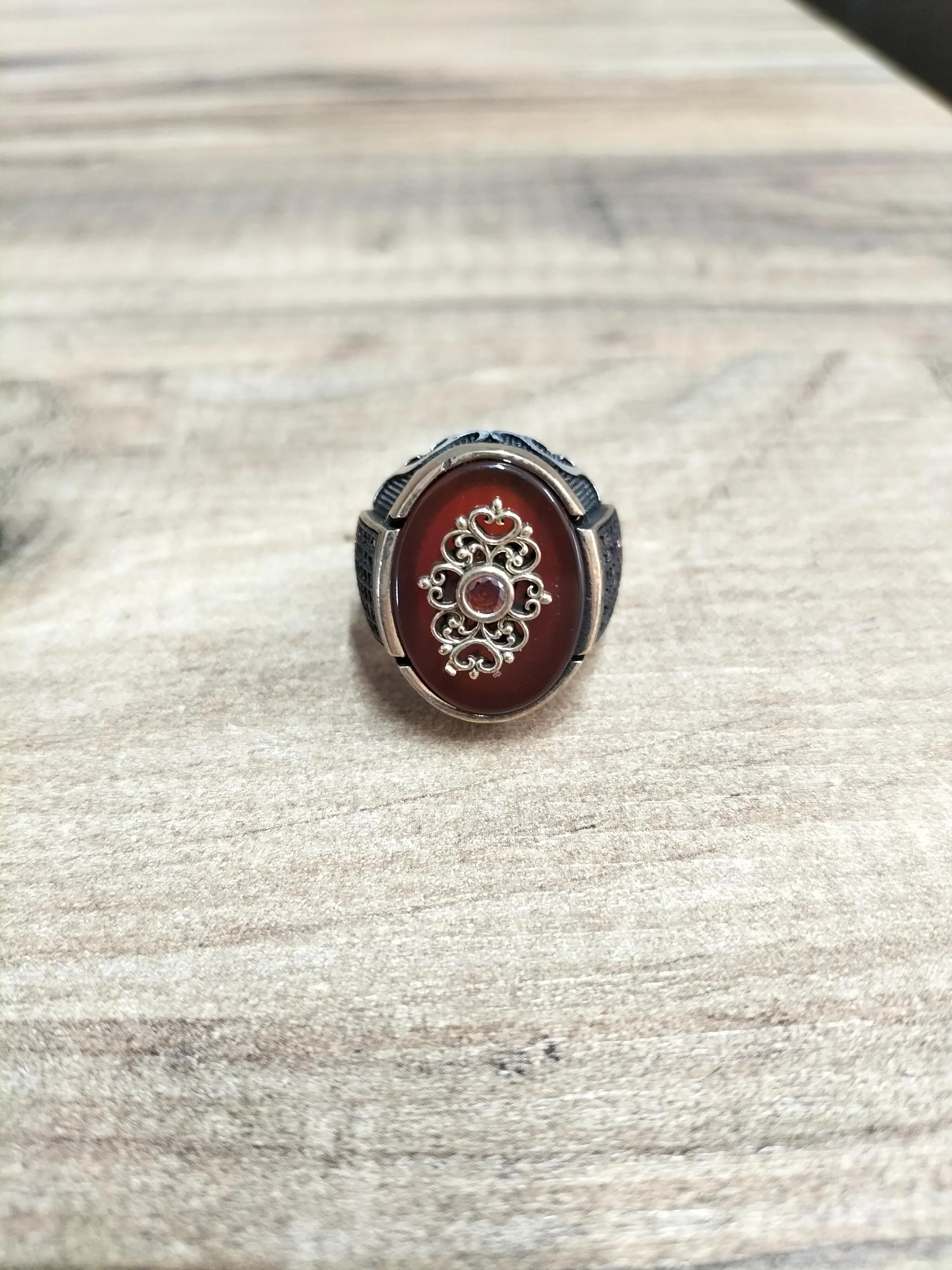 Sterling Silver Agate Stone Men's Ring: Handmade & Personalizable
