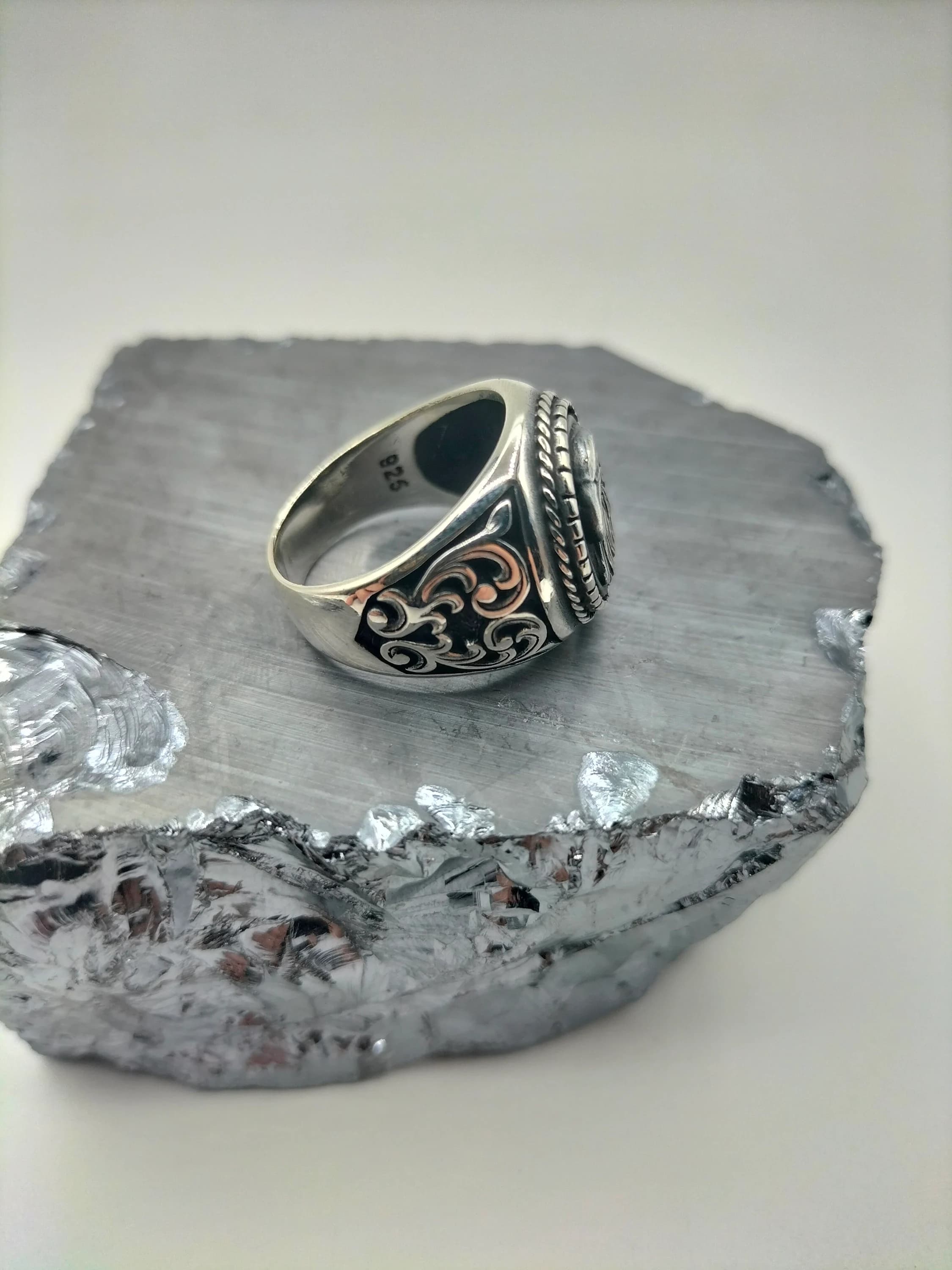 925 Sterling Silver men's ring, Men's Handmade Ring, Personalized Silver Ring, Oxidized Silver Ring,Gift For Husband, Self Gift - image 3