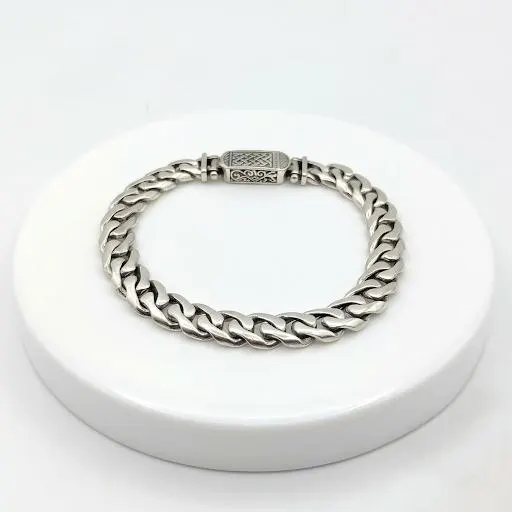 Handmade 925 Sterling Silver Curb Cuban Chain Bracelet, Valentine Gift, Self Gift, Gift For Husband - image 4