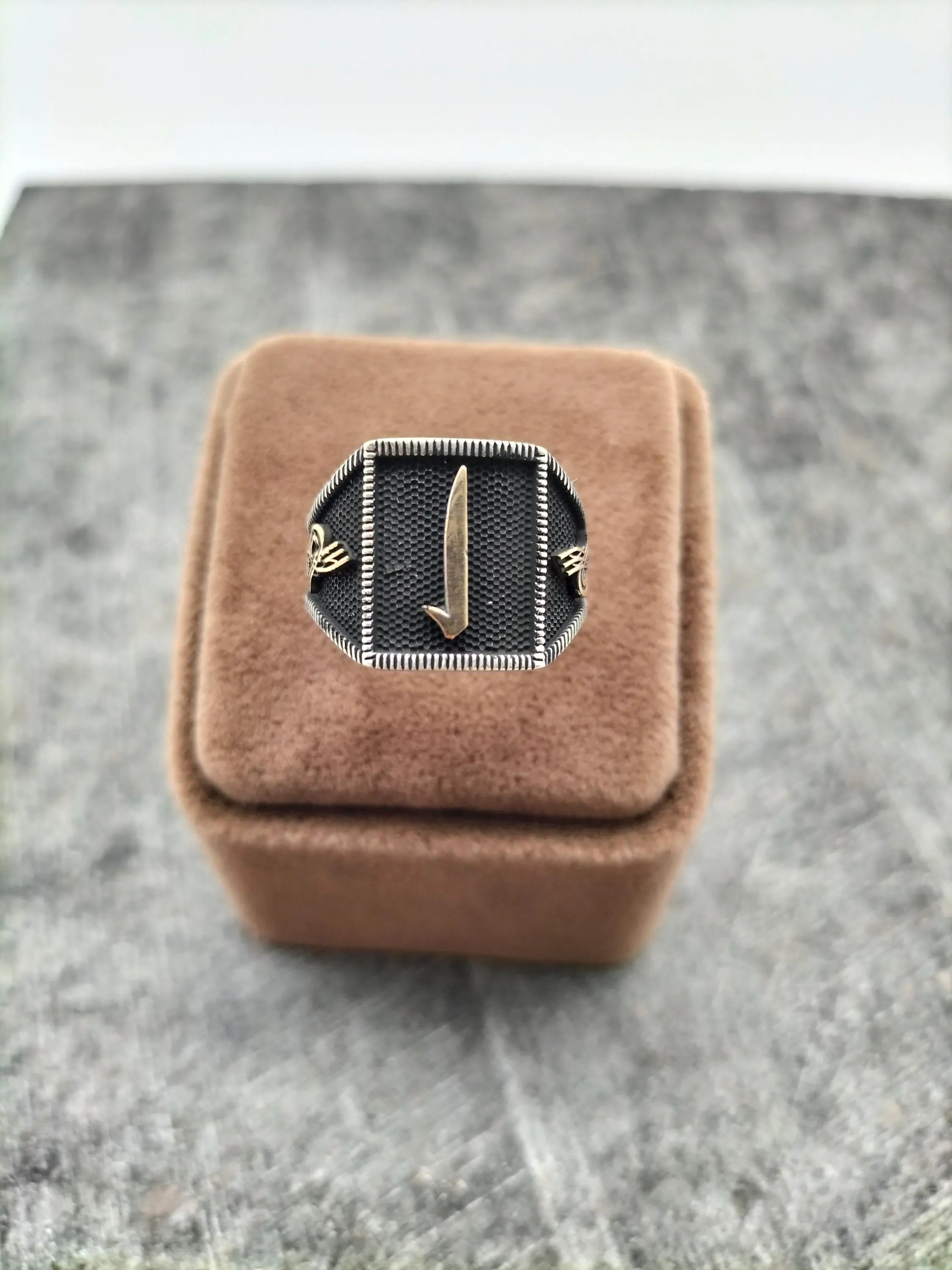 Elif Embroidered 925 Sterling Silver Men's Ring, Handmade Silver Ring, Arabic Written Silver Ring, Muslim Silver  Ring, İslamic Silver Ring
