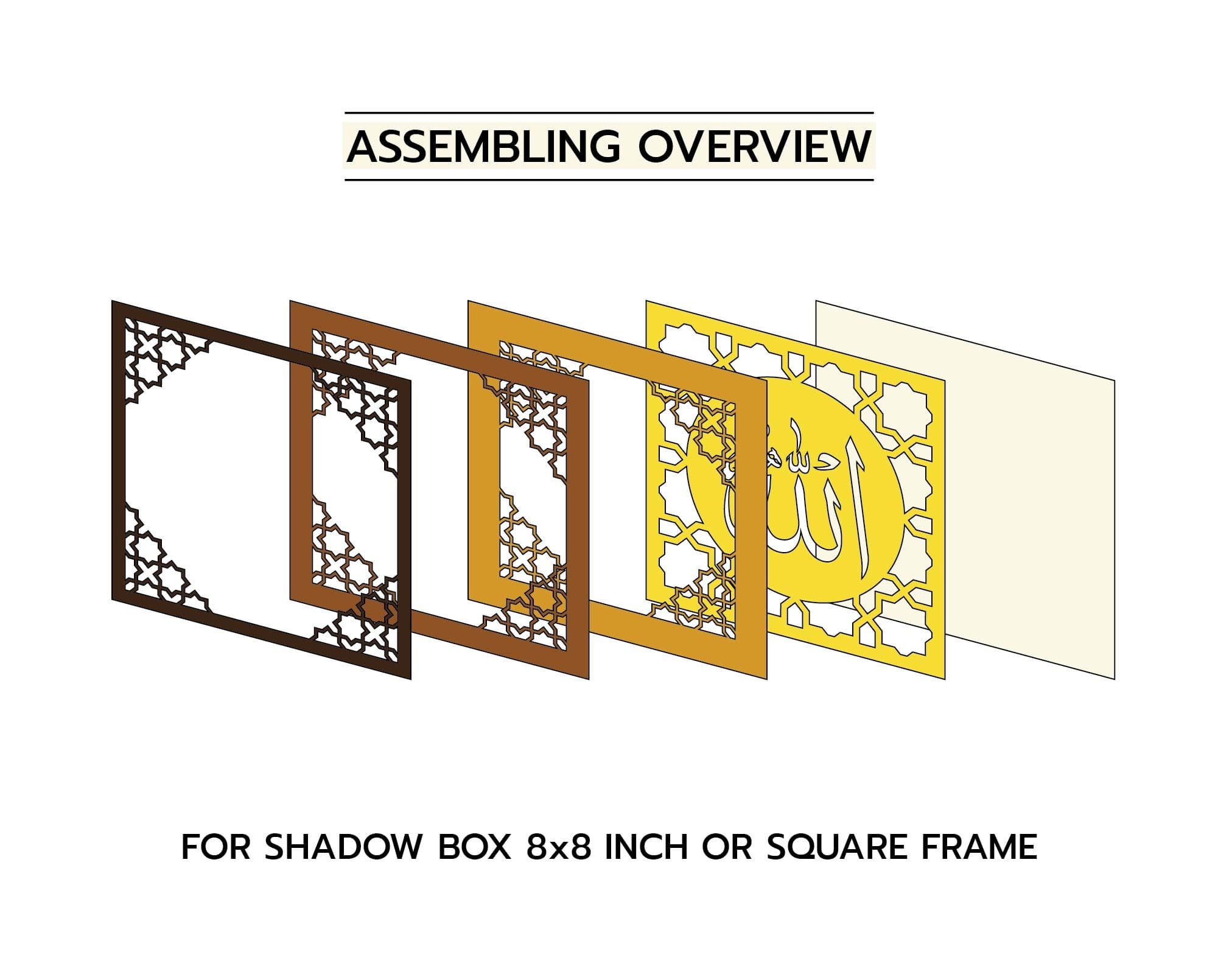 Allahu Islam Shadow Box Template, Ramadan Mubarak, Eid Mubarak (svg, pdf, eps, dxf) - image 3
