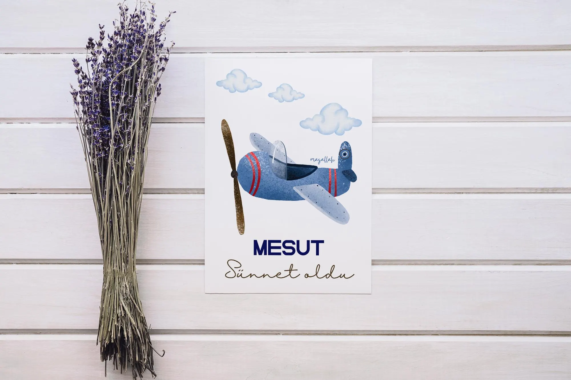 Masallah - Sünnet Karti - personalisierte Karte - Beschneidung - Flugzeug - image 5