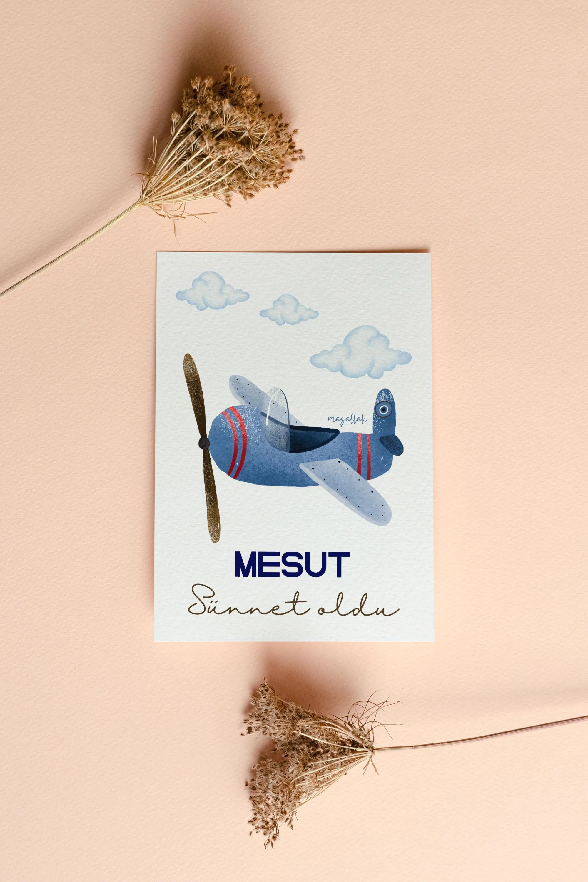 Masallah - Sünnet Karti - personalisierte Karte - Beschneidung - Flugzeug - image 3