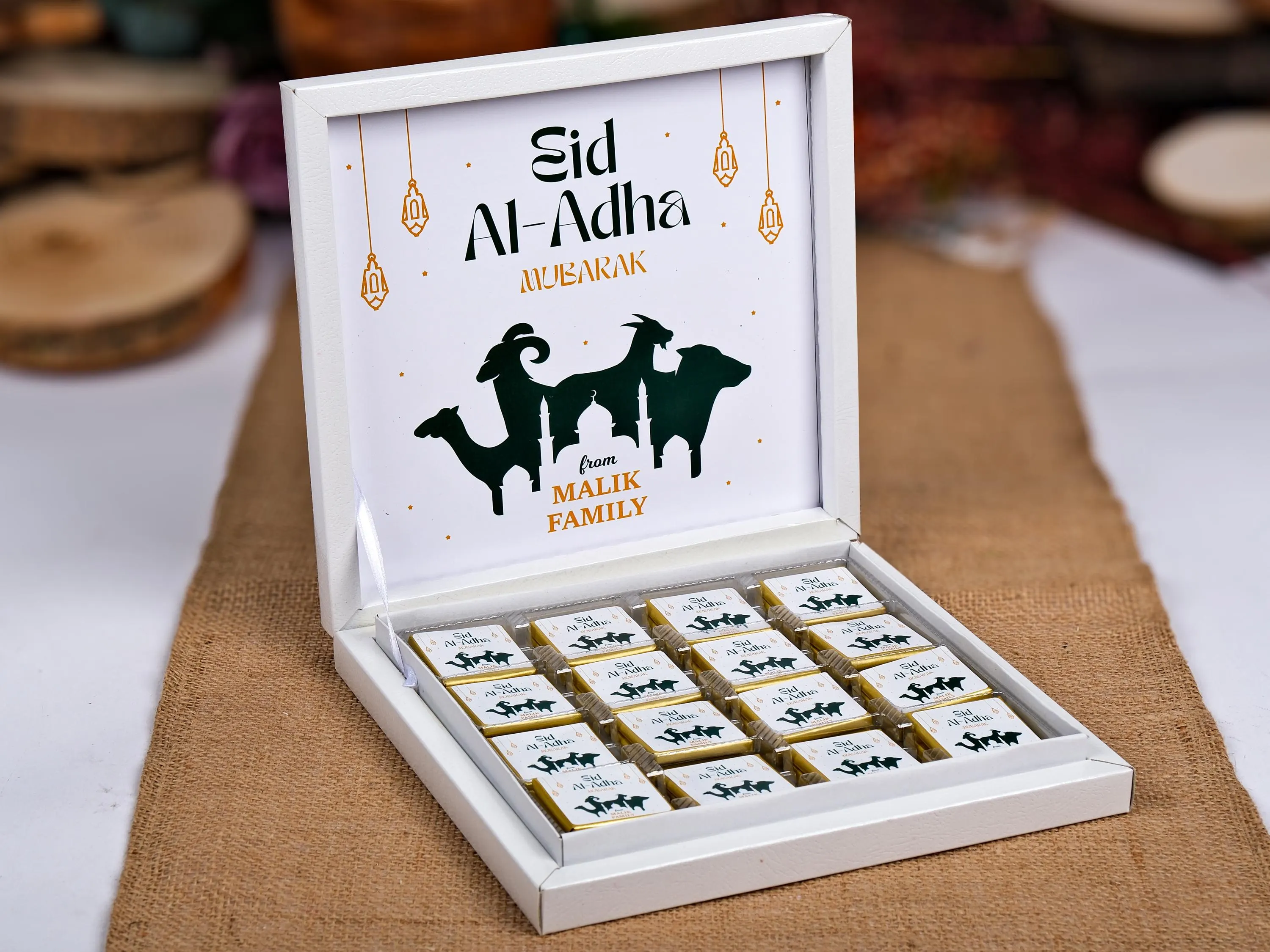 Personalized Chocolate Favors, 16 pcs Box, Eid al-Adha, Eid Mubarak Favors for Guest, Hajj Umrah Mubarak, Eid Chocolate Gift, Halal - image 4