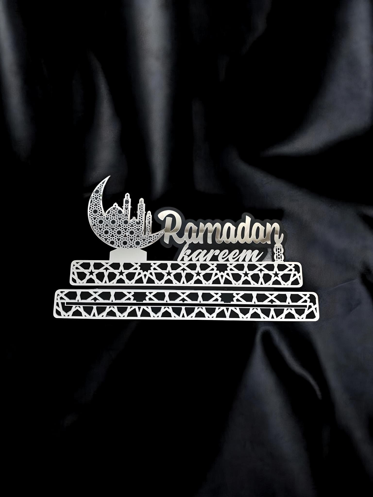 Ramadan Mubarak Table Decor: Wooden & Acrylic Mirror, Islamic Home Decor - image 5