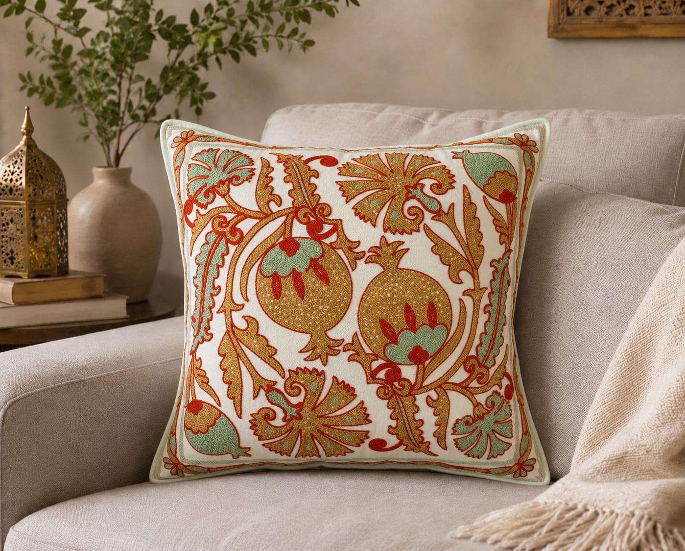 Bestickter Kissenbezug | Kissenbezug 40x40 | Kissenhülle Stickerei | Dekokissen | Boho Kissenbezug bestickt | Moderner Kissenbezug