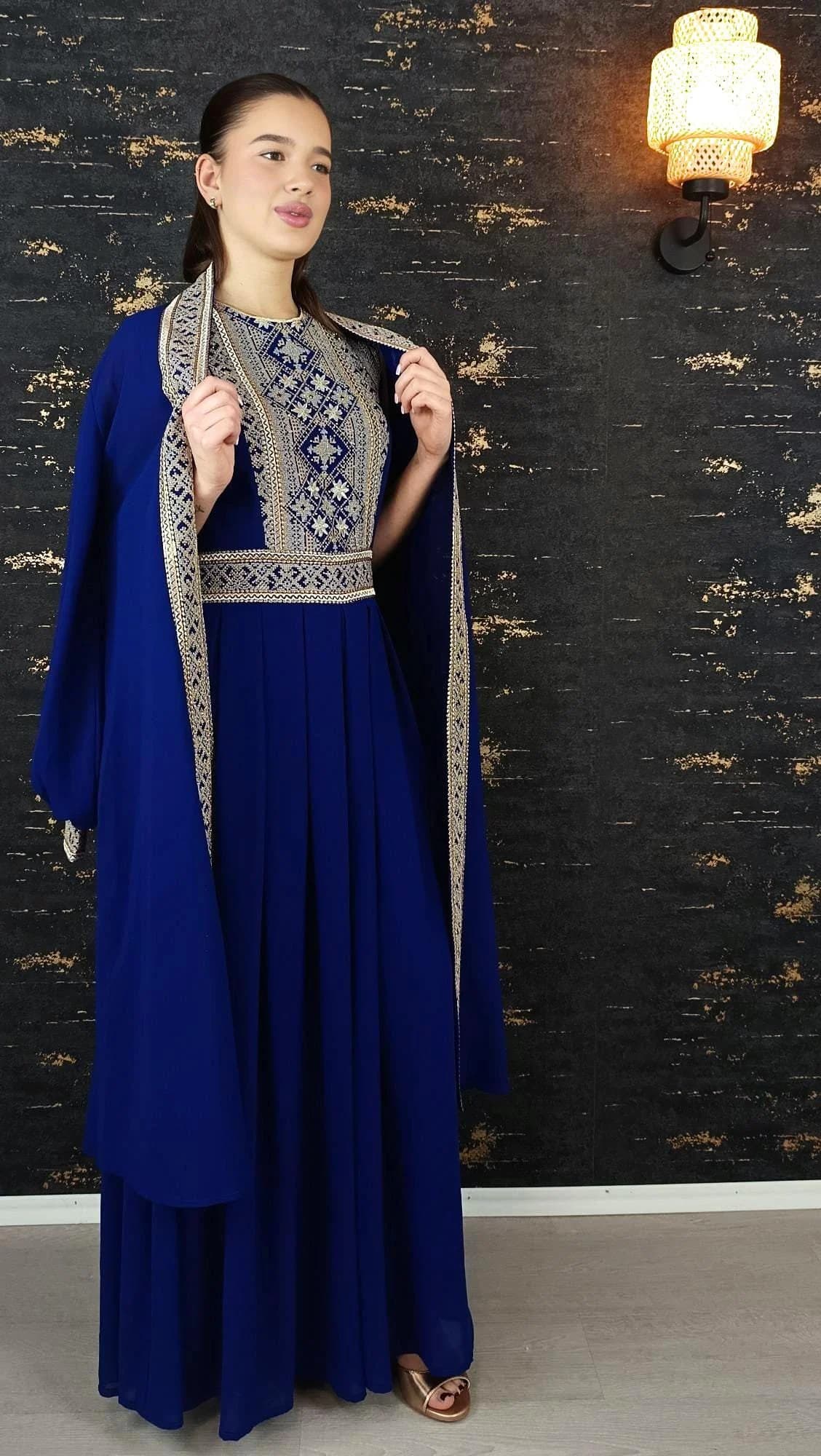 Overall Sindibad mit Abaya, royalblau, Hochzeit, Hosenanzug, Jumpsuit, Dubai Kaftan, Hennakleid, Kaftan Dress, Kaftan Frauen, Abendkleid