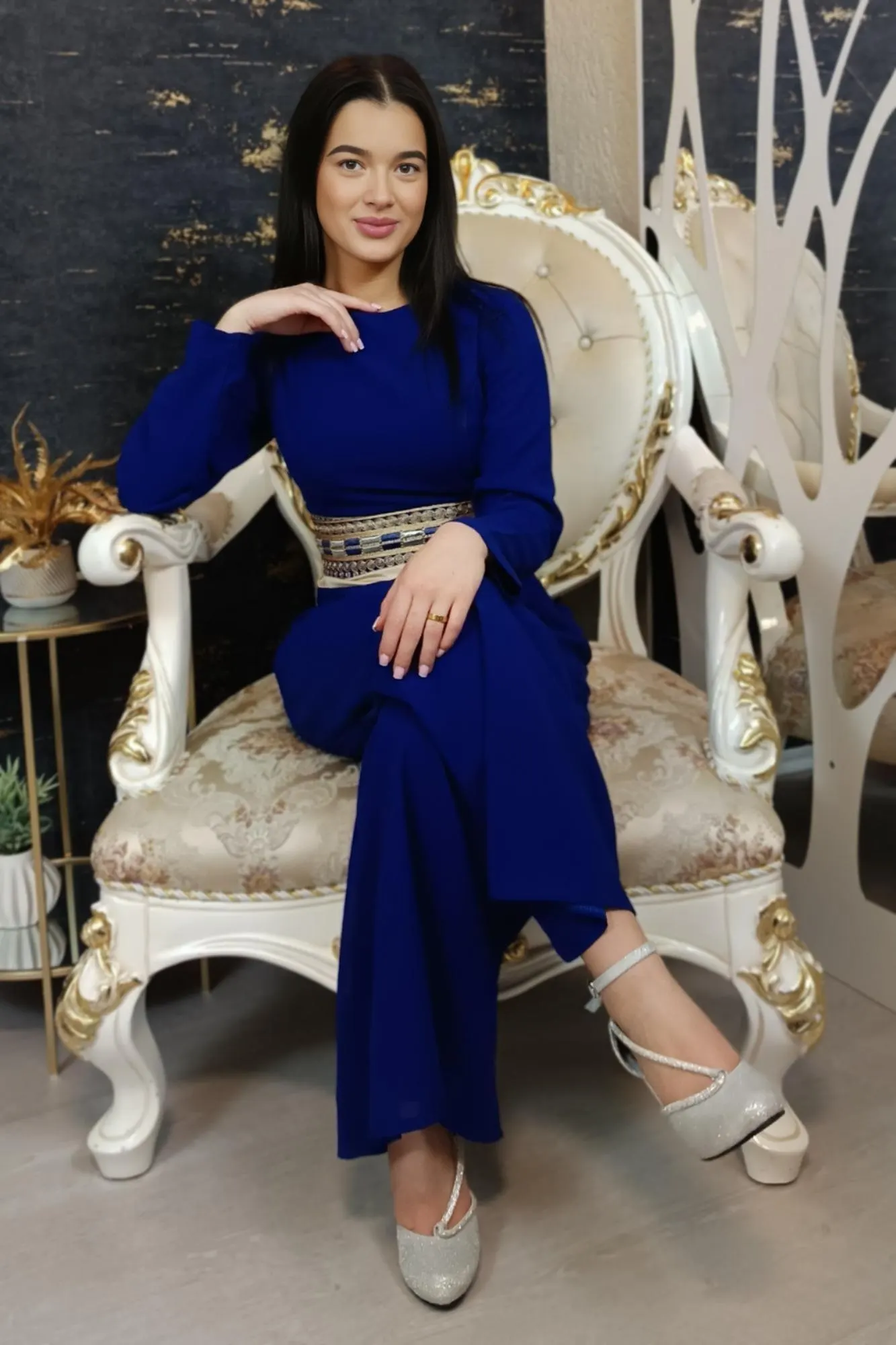 Luxus Overall Dubai, Royalblau, Hosenanzug, Jumpsuit, Kaftan, Hennakleid, Kaftan Dress, Kaftan Frauen, Abendkleid, Verlobung, Abschlusskleid - image 4