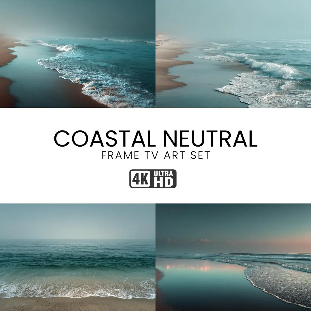 Neutral Coastal Samsung Frame TV Art Set – Minimalist wall art 4K Digital Download